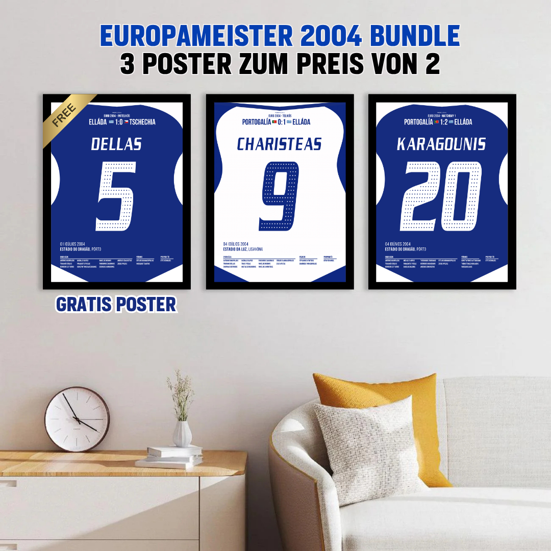 Griechenland Europameister 2004 Bundle Fußball Poster mit Rahmen