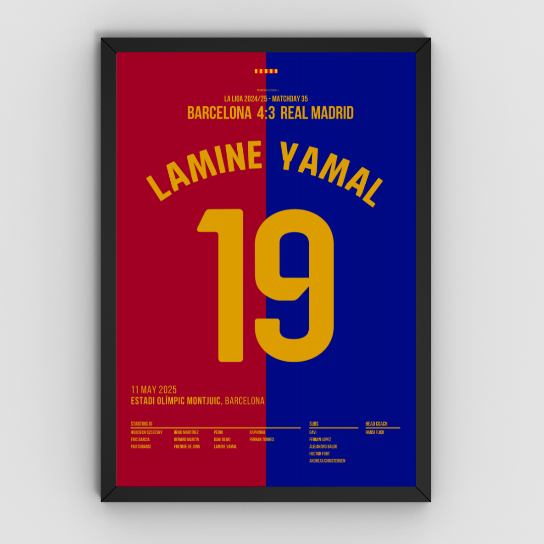 Lamine Yamal - 1+1 Set Fußball Poster mit Rahmen