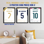 Real Madrid Camp Nou - Bundle – drei gerahmte Poster über dem Sofa, drei Poster zum Preis von zwei