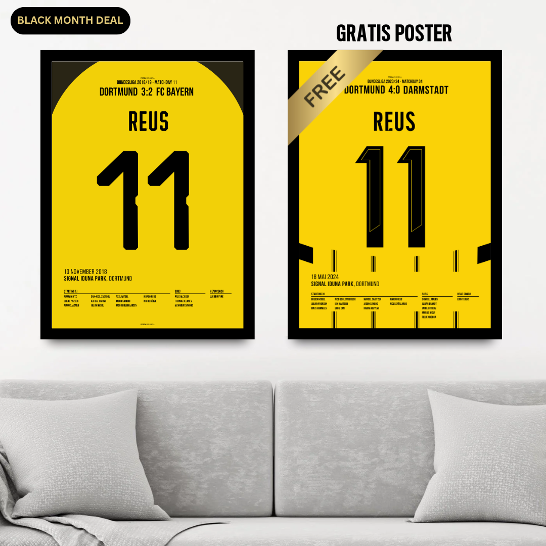 Marco Reus BVB - 1+1 Set Fußball Poster mit Rahmen