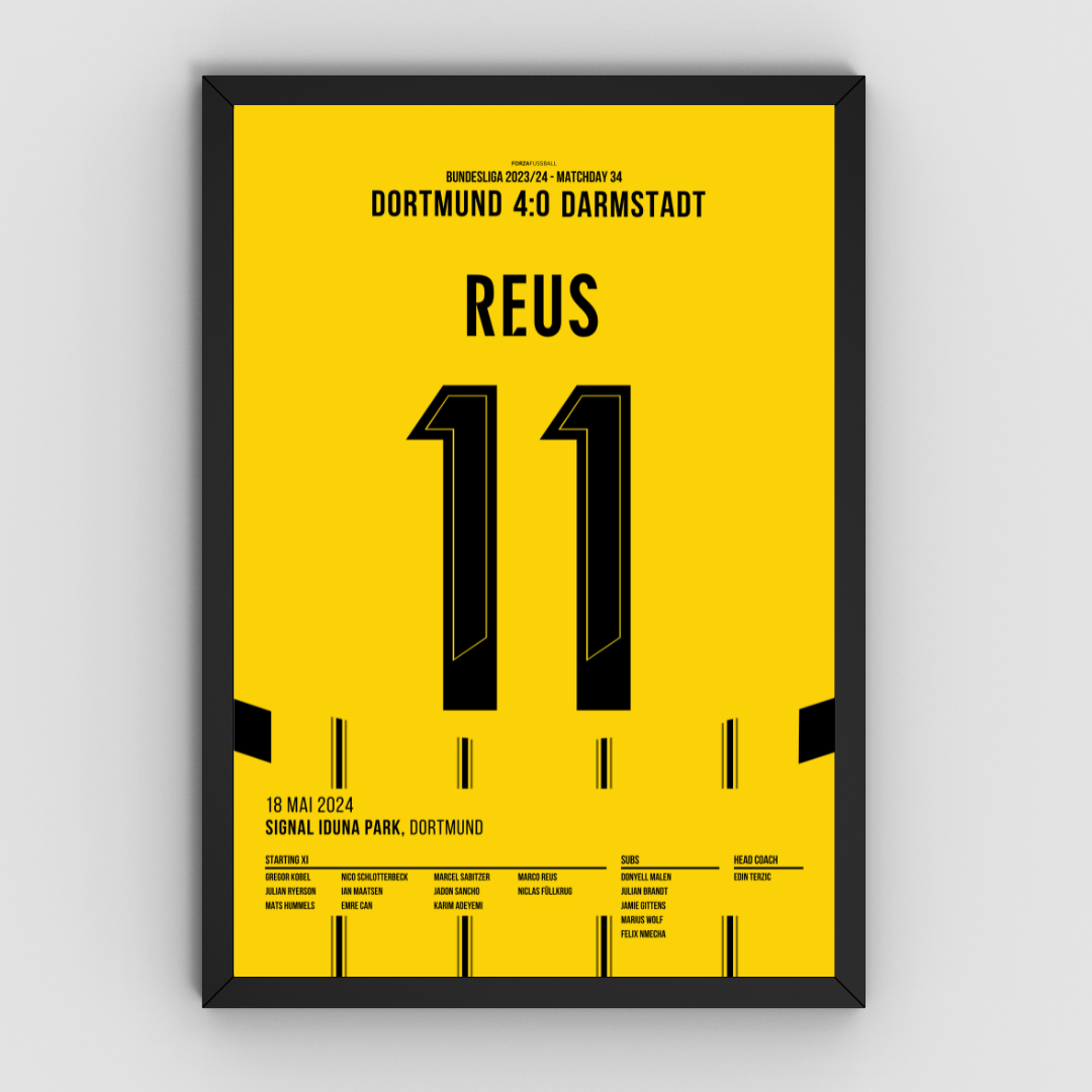 Marco Reus BVB - 1+1 Set Fußball Poster mit Rahmen