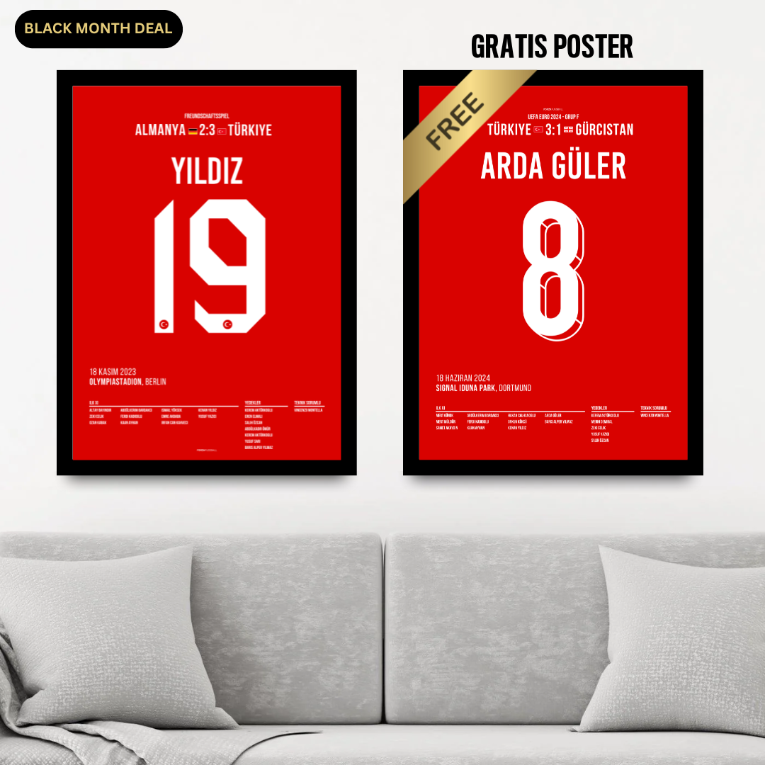 Arda Güler X Kenan Yildiz - 1+1 Set Fußball Poster mit Rahmen