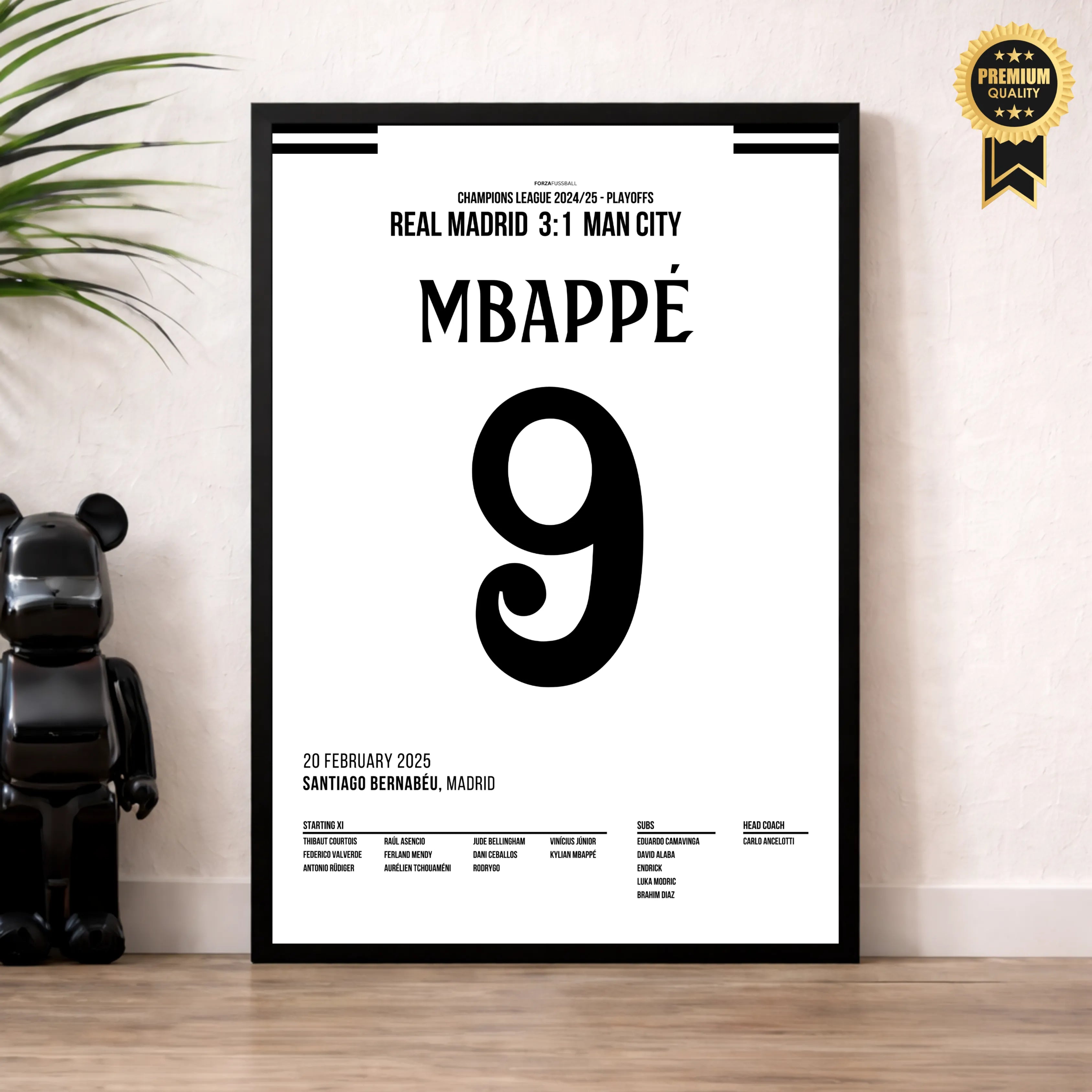 Mbappé mit lupenreinen Hattrick gegen Man City Fußball Poster mit Rahmen