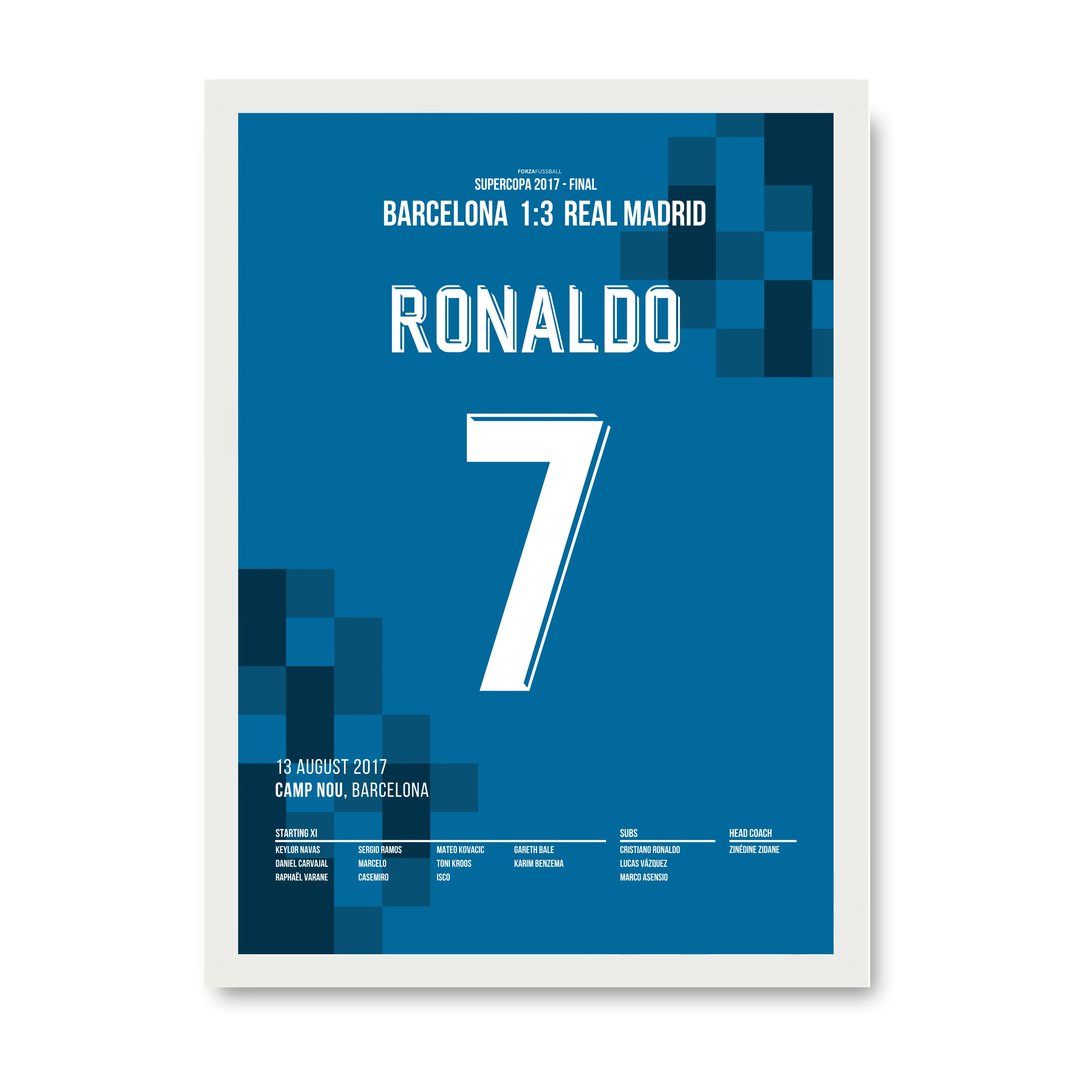 Ronaldo mit Traumtor zum Super Copa Sieg im Clasico Fußball Poster mit Rahmen