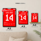 Luis Diaz wirft die Königlichen aus der UCL 25/26 Fußball Poster mit Rahmen