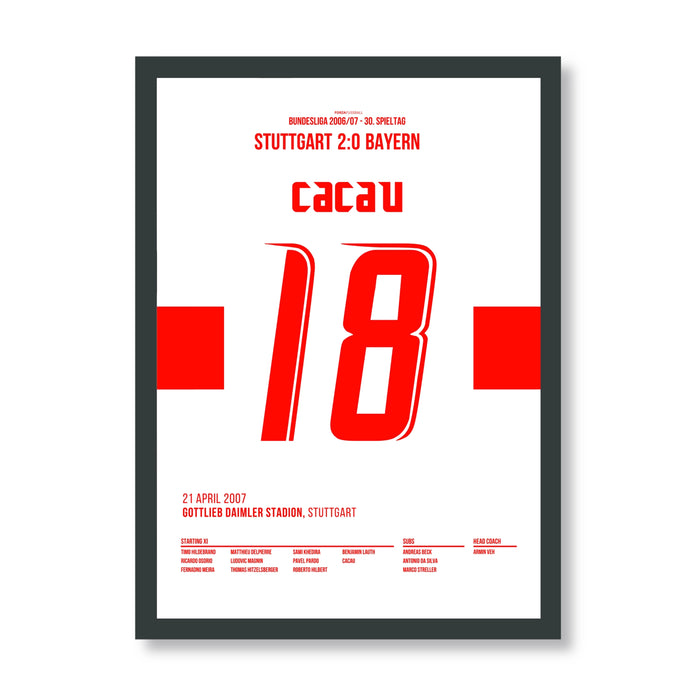 Cacau's two goals against Bayern sent VfB Stuttgart on their way to the championship.