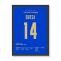 Federico Chiesa mit dem Schlenzer gegen Spanien Fußball Poster mit Rahmen