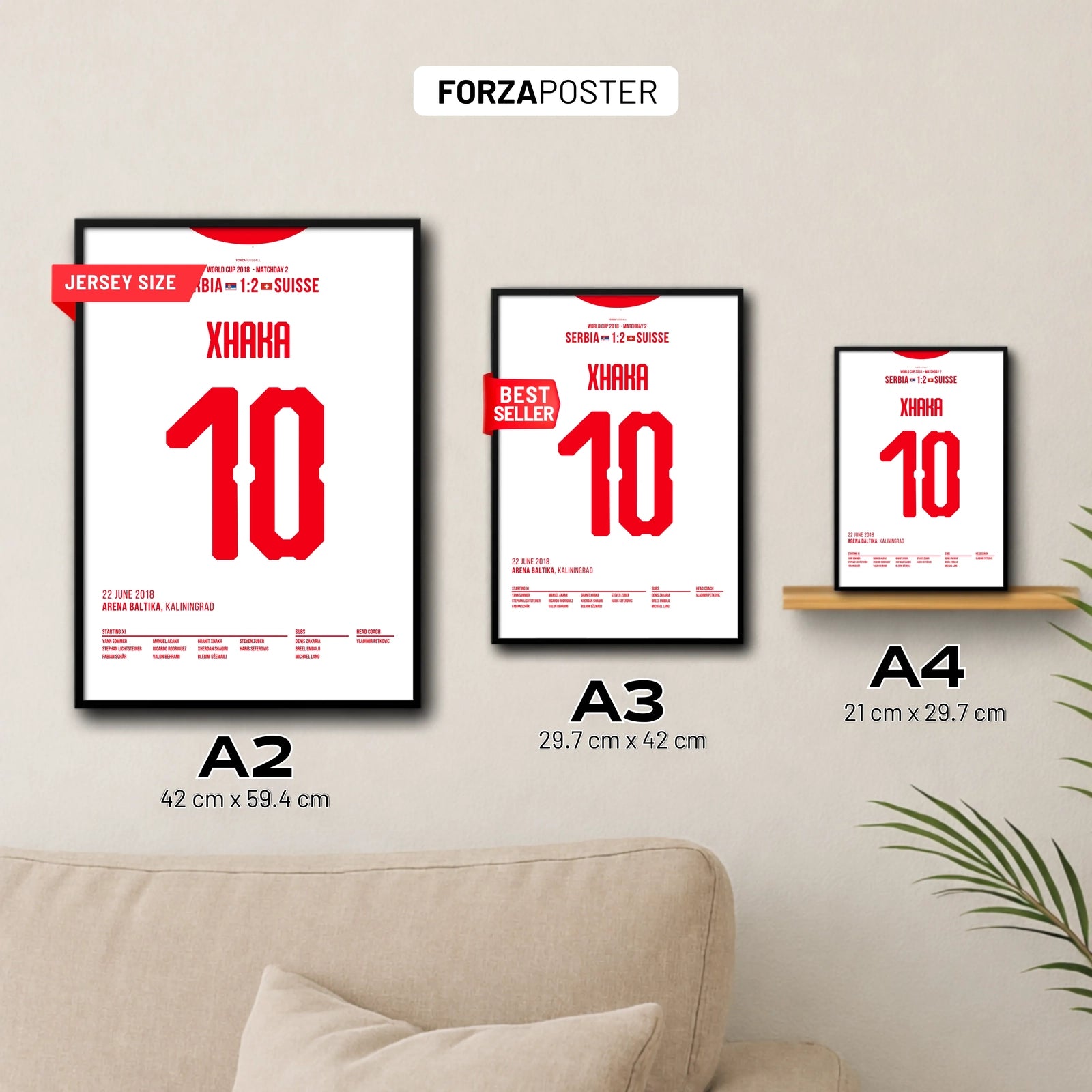 Granit Xhaka packt den Hammer aus gegen Serbien Fußball Poster mit Rahmen