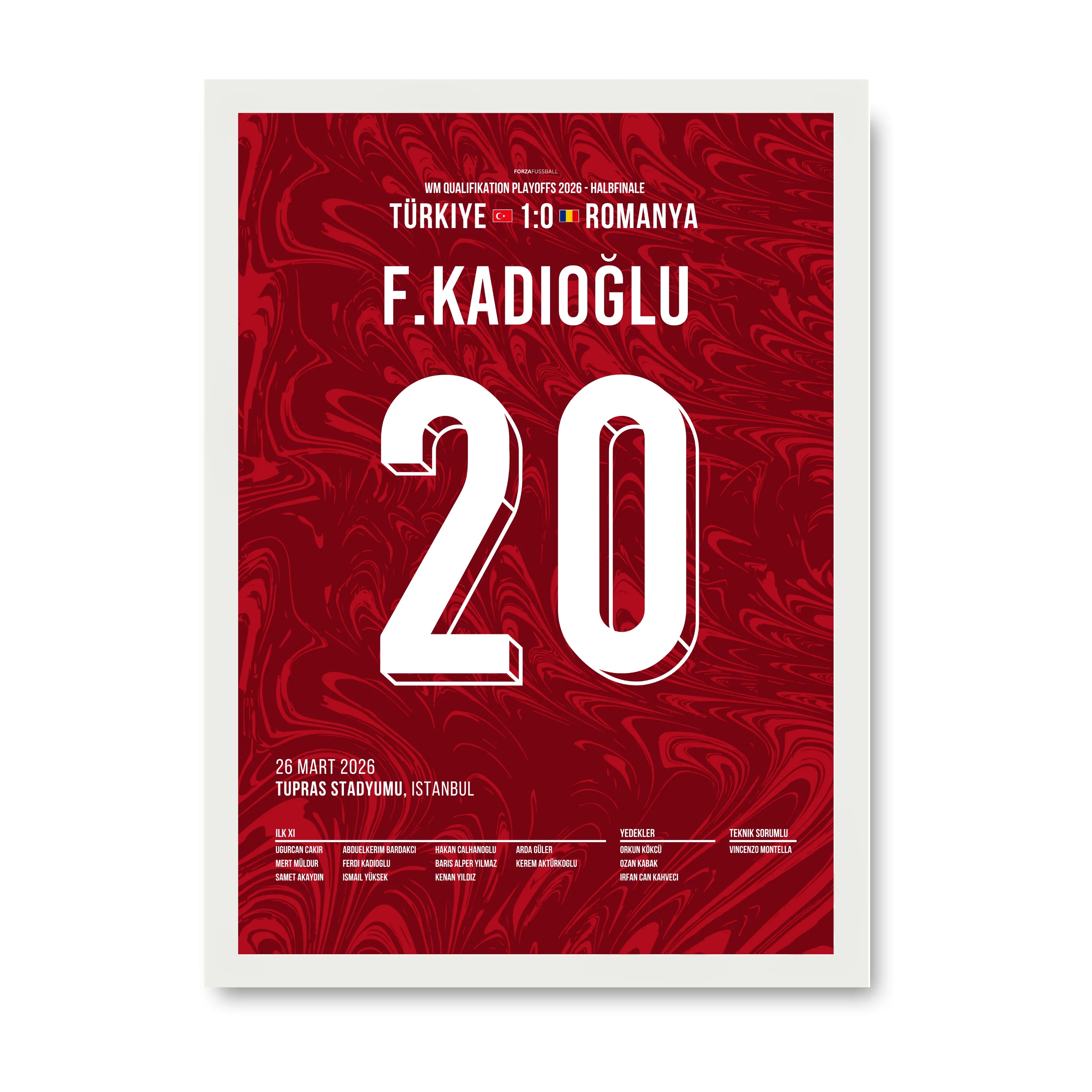 Ferdi wird zum Matchwinner gegen Rumänien Fußball Poster mit Rahmen