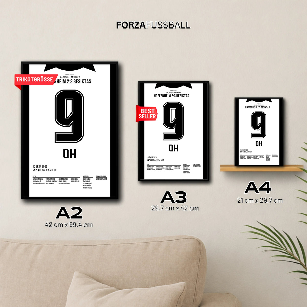 Besiktas nimmt Sinsheim ein Fußball Poster mit Rahmen