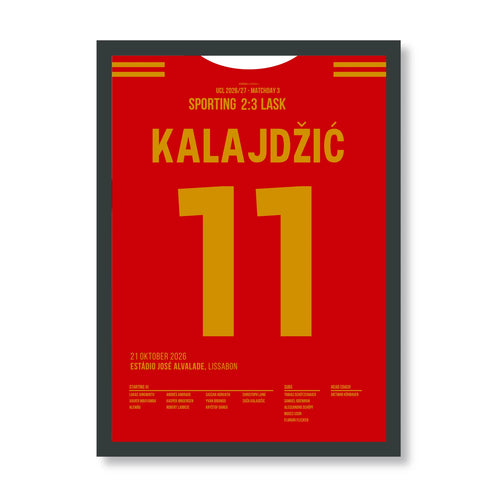 Kalajdzic LASK Poster – historischer erster CL-Sieg, schwarzer Rahmen