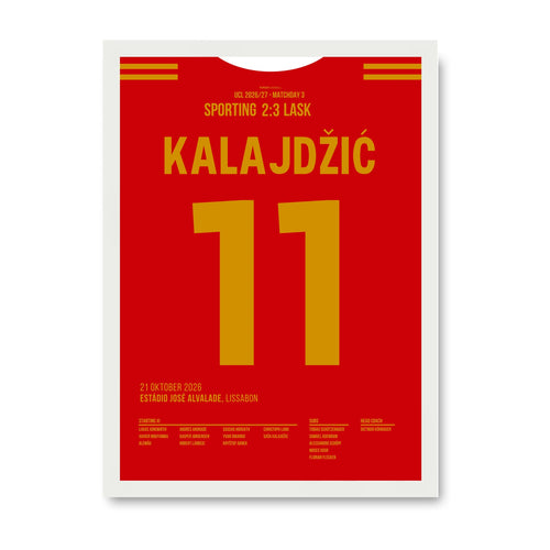 Kalajdzic LASK Poster – historischer erster CL-Sieg, weisser Rahmen
