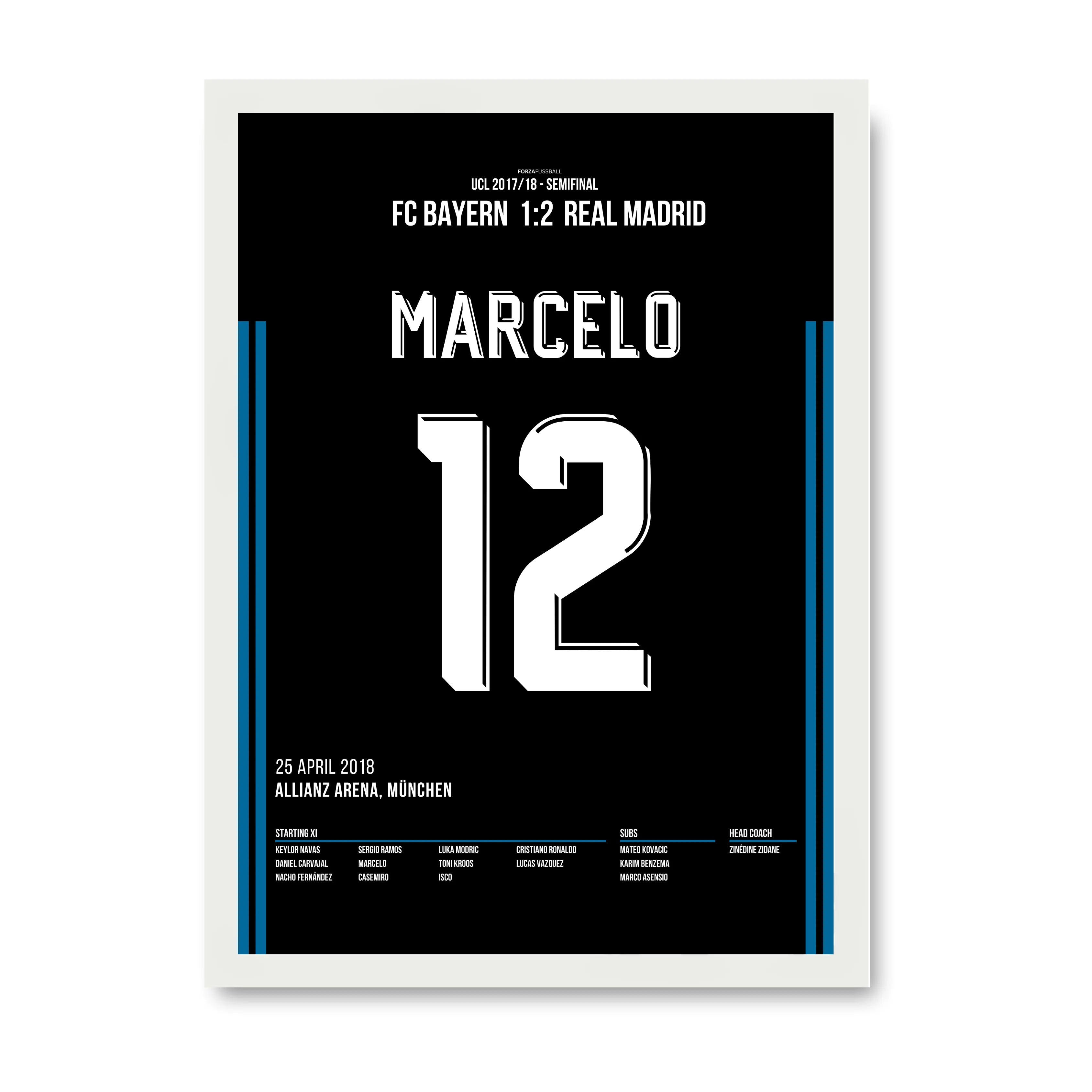 Marcelo Show in der Allianz Arena gegen die Bayern Fußball Poster mit Rahmen
