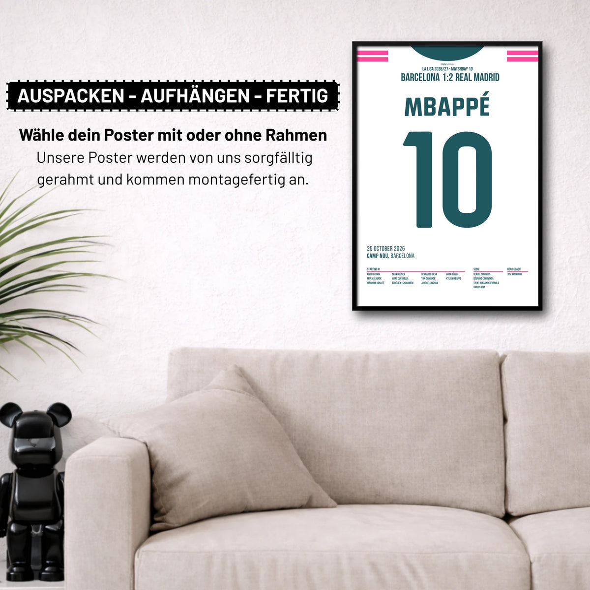 Poster kommt fertig gerahmt und montagefertig an