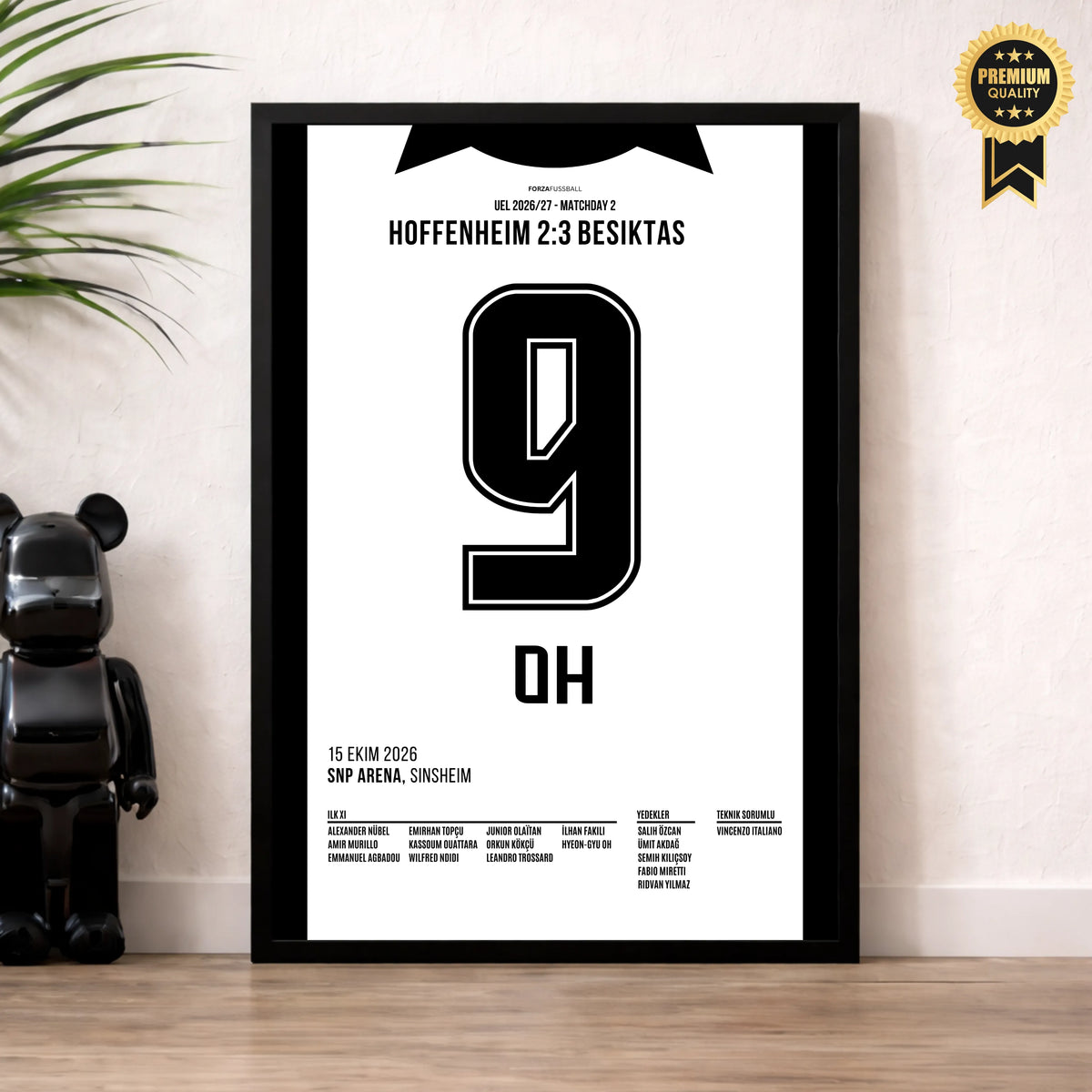 Besiktas nimmt Sinsheim ein Fußball Poster mit Rahmen