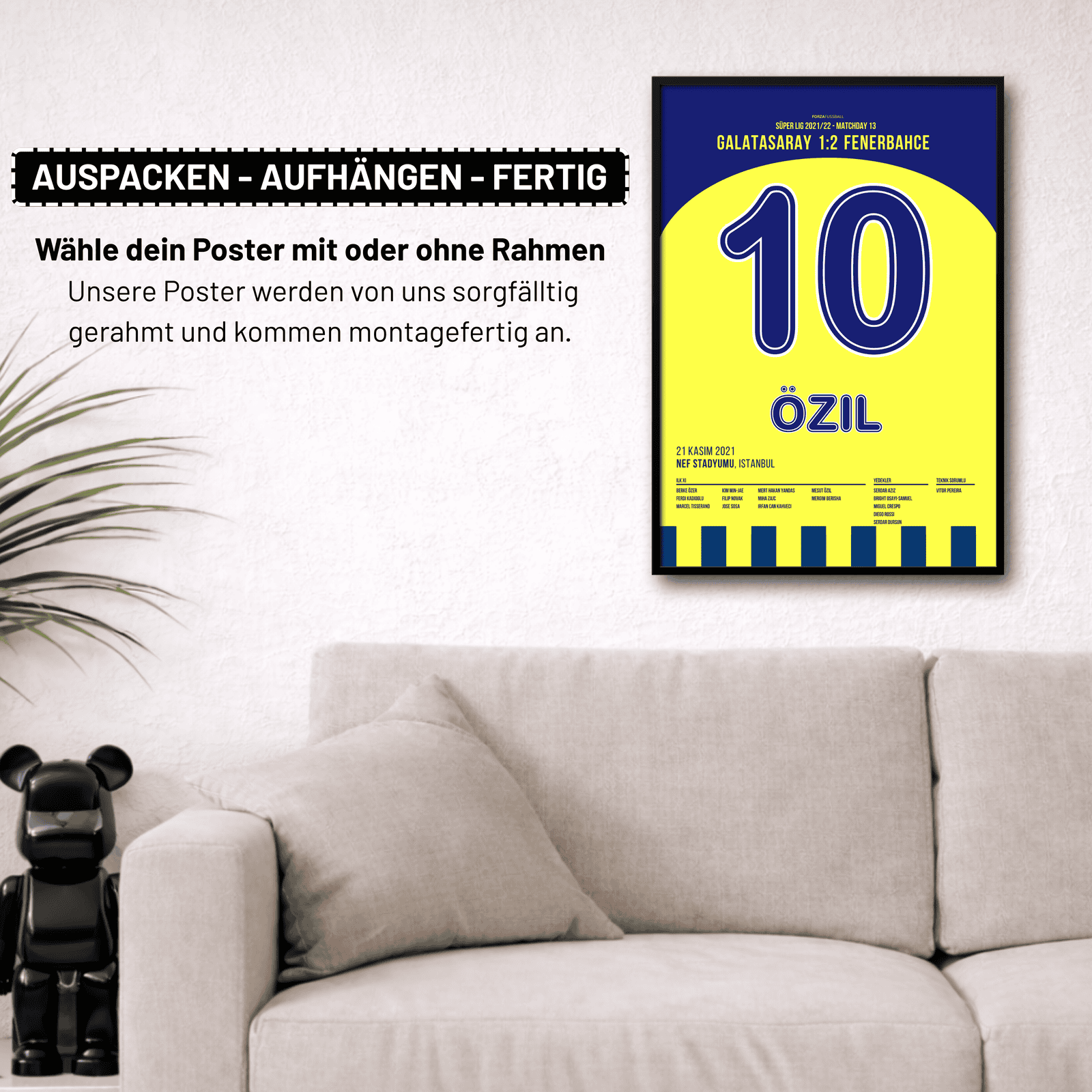 Mesut Özil wird zum Derbyhero gegen Gala Fußball Poster mit Rahmen