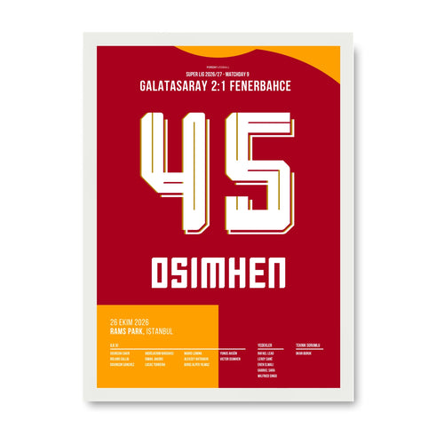 Osimhen Gala Poster – 2:1 im Derby gegen Fener, weisser Rahmen