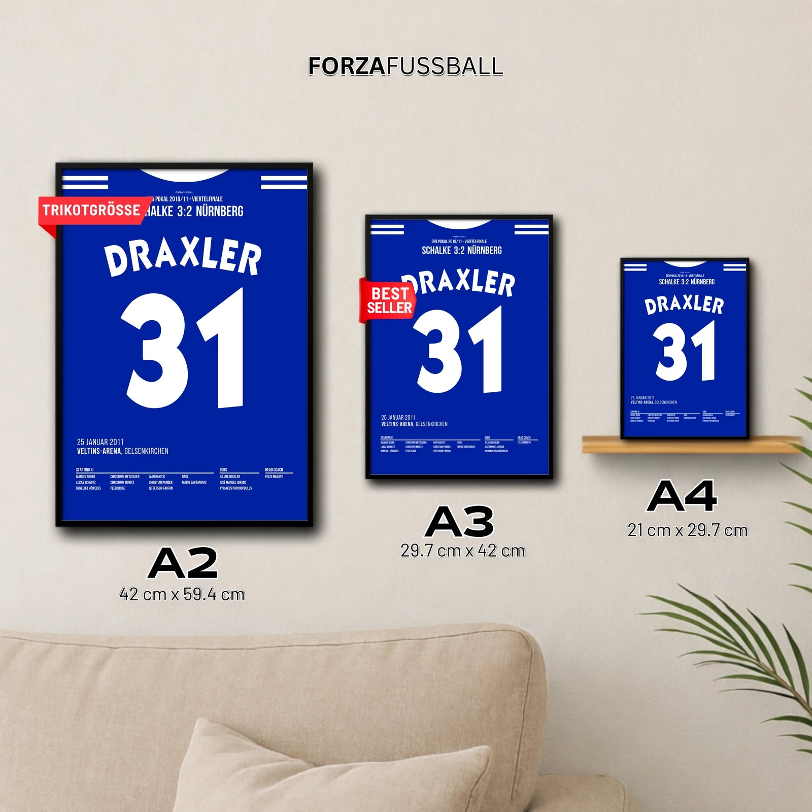 Julian Draxler´s Stern geht per Traumtor im DFB Pokal 2011 auf Fußball Poster mit Rahmen