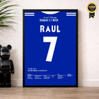 Raul und Schalke werfen Titelverteidiger Inter aus der UCL Fußball Poster mit Rahmen