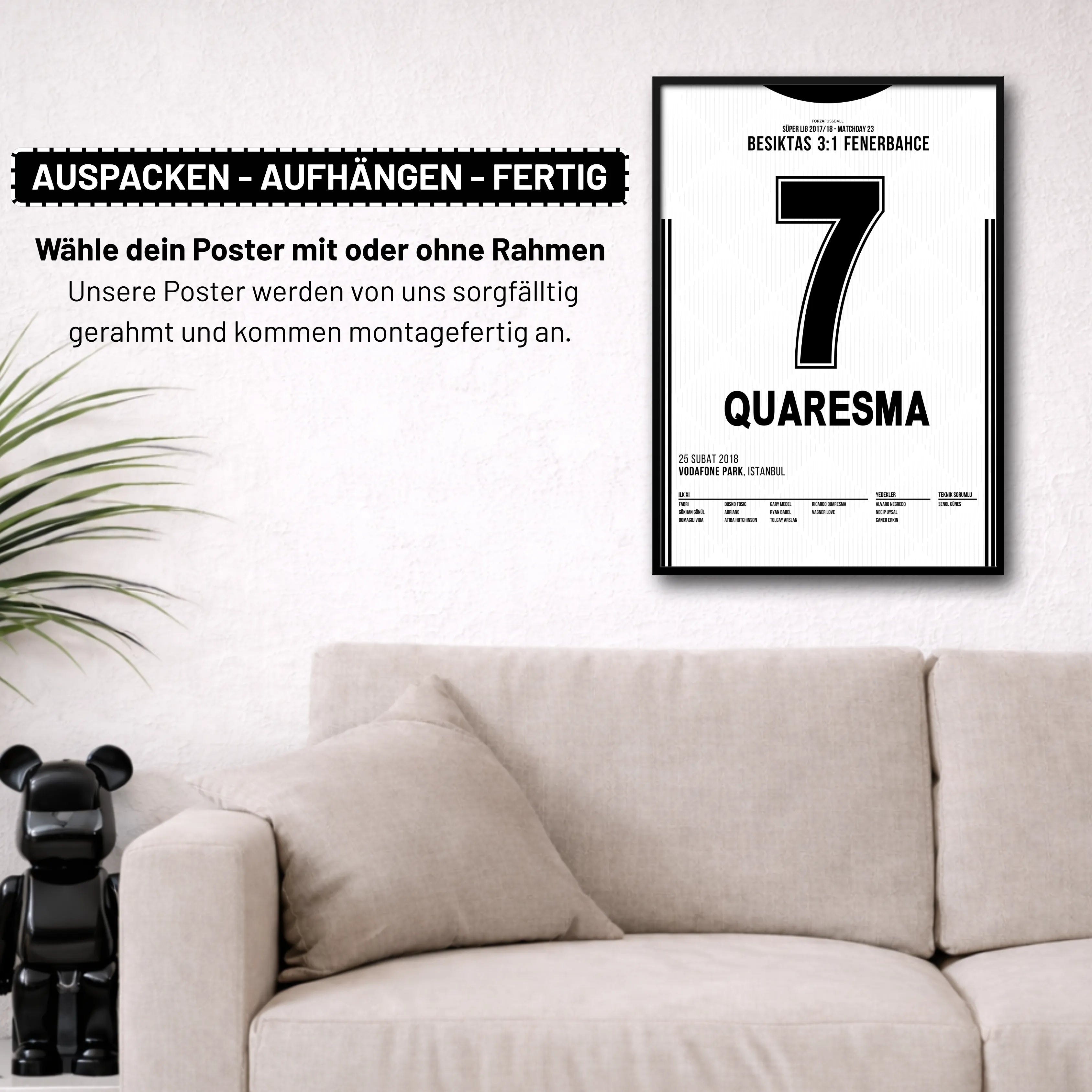 Quaresma mit dem Trivela zum Derbysieg Fußball Poster mit Rahmen