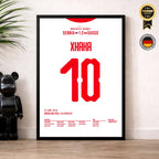 Granit Xhaka packt den Hammer aus gegen Serbien Fußball Poster mit Rahmen