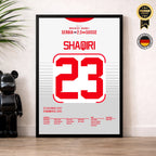 Shaqiri trifft schon wieder gegen Serbien bei der WM 2022 Fußball Poster mit Rahmen