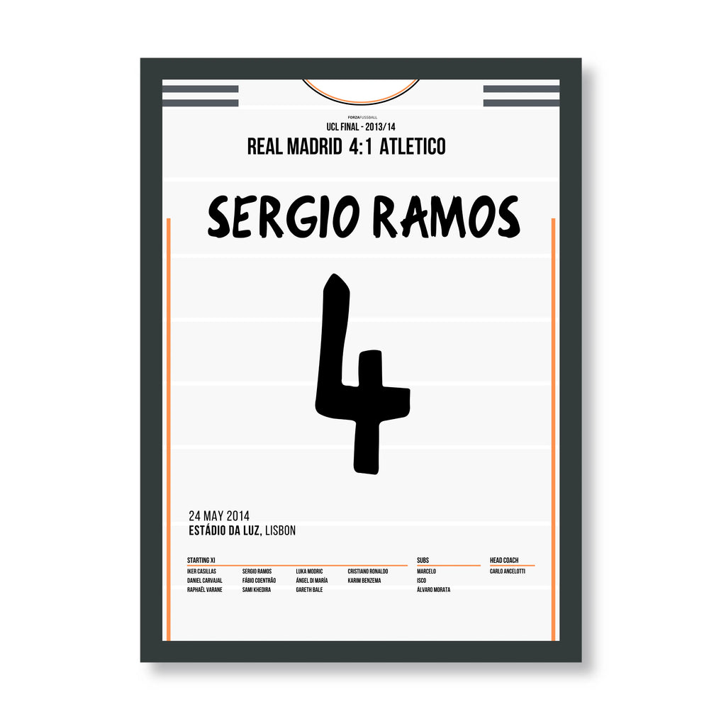 Ramos rettet Real gegen Atletico in letzter Sekunde per Kopfballtor Fußball Poster mit Rahmen