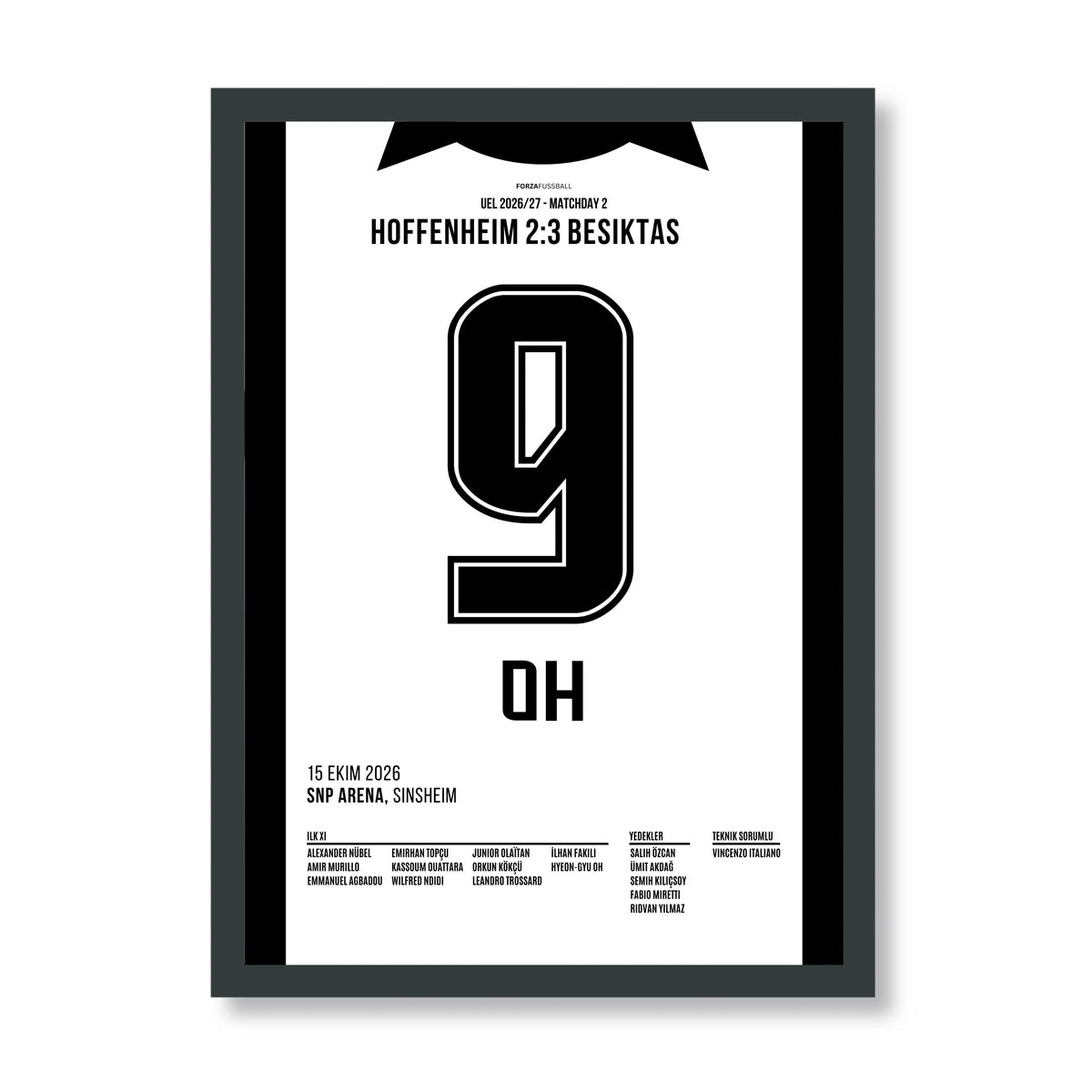 Besiktas nimmt Sinsheim ein Fußball Poster mit Rahmen