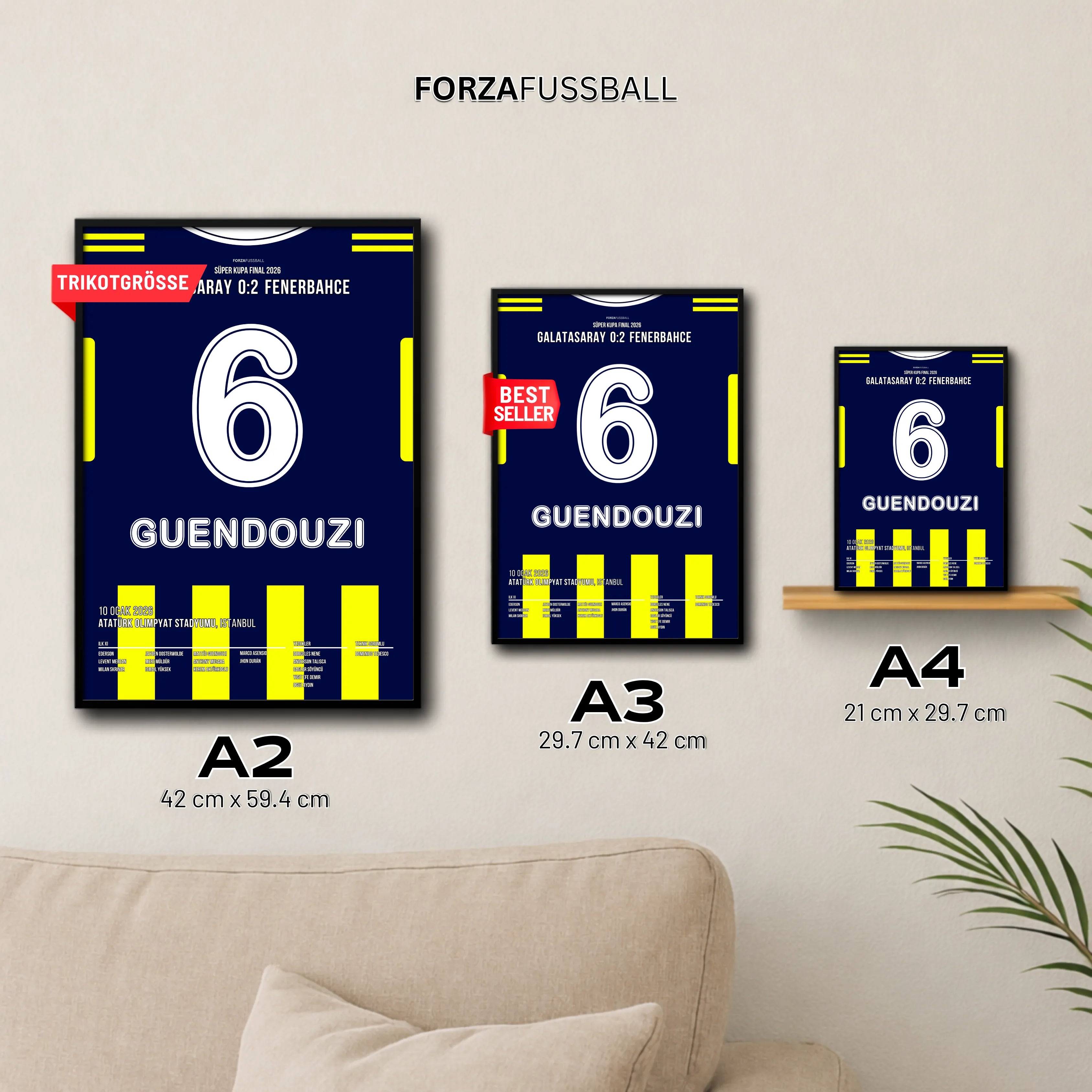 Guendouzi schießt Fener zum Super Cup Sieg gegen Gala Fußball Poster mit Rahmen