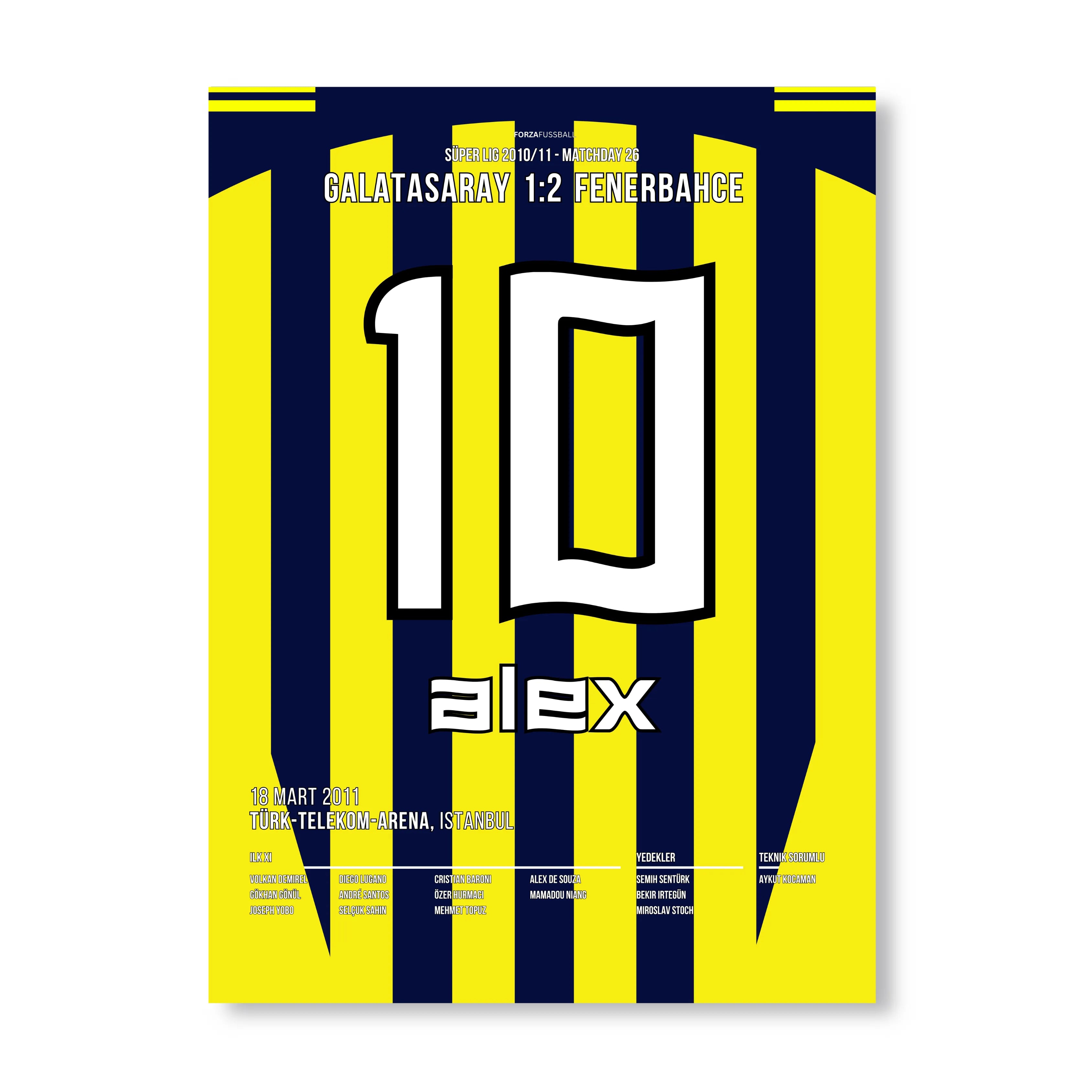 Alex dreht das Spiel im 1. Derby in der Türk Telekom Arena Fußball Poster mit Rahmen