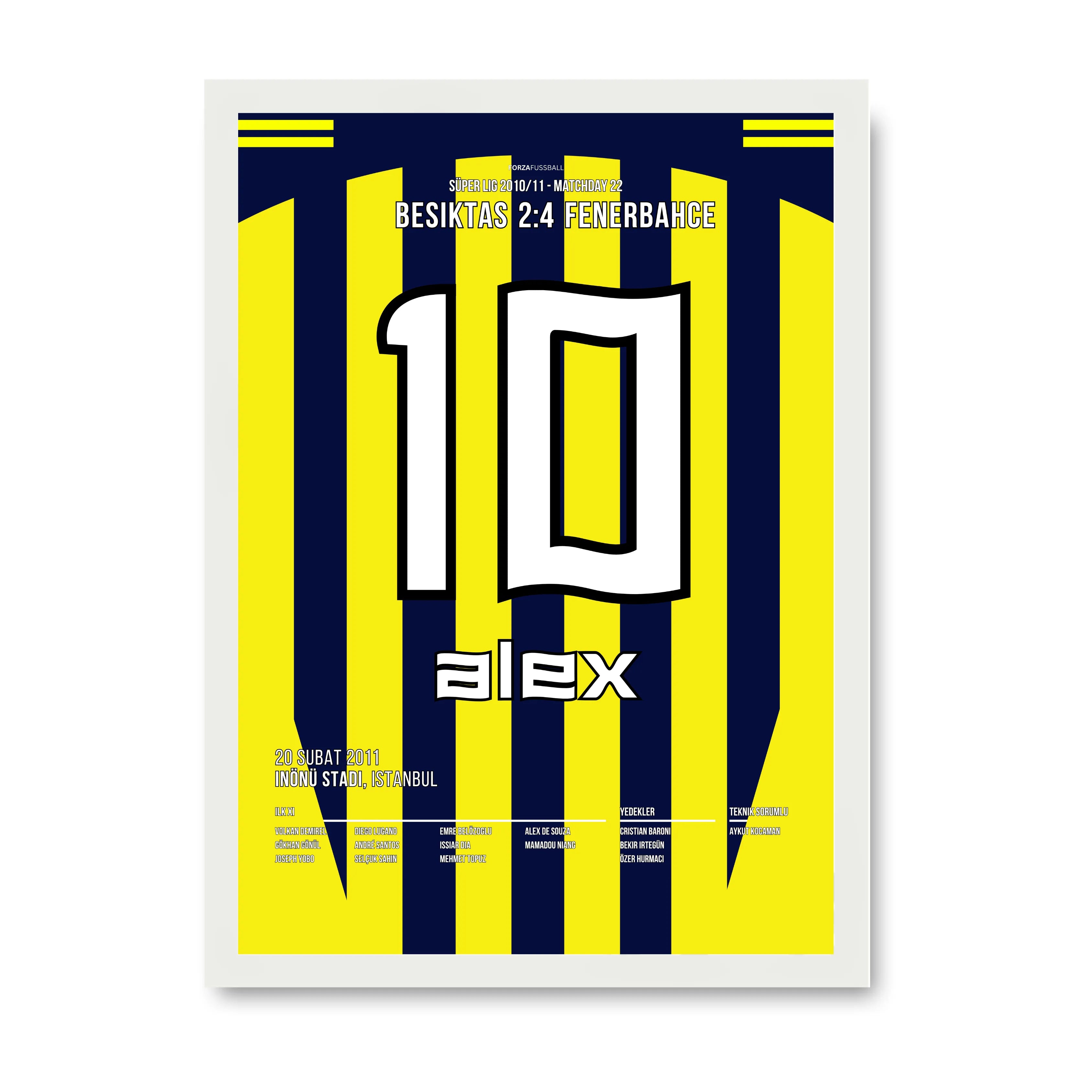 Alex dreht das Derby gegen Besiktas mit einem Hattrick in Fener´s Meistersaison Fußball Poster mit Rahmen