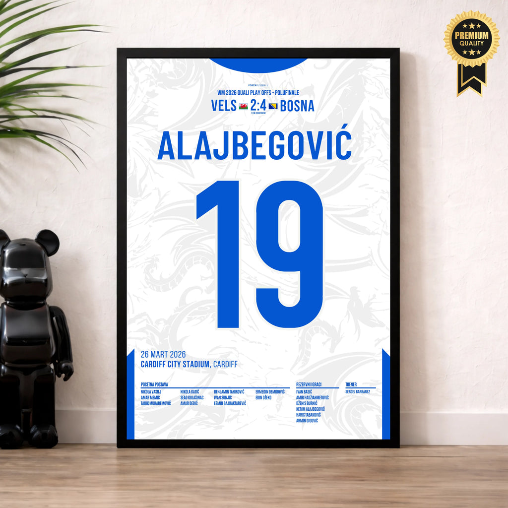 Alajbegovic X Bajraktarevic WM 2026 Quali - 1+1 Set Fußball Poster mit Rahmen