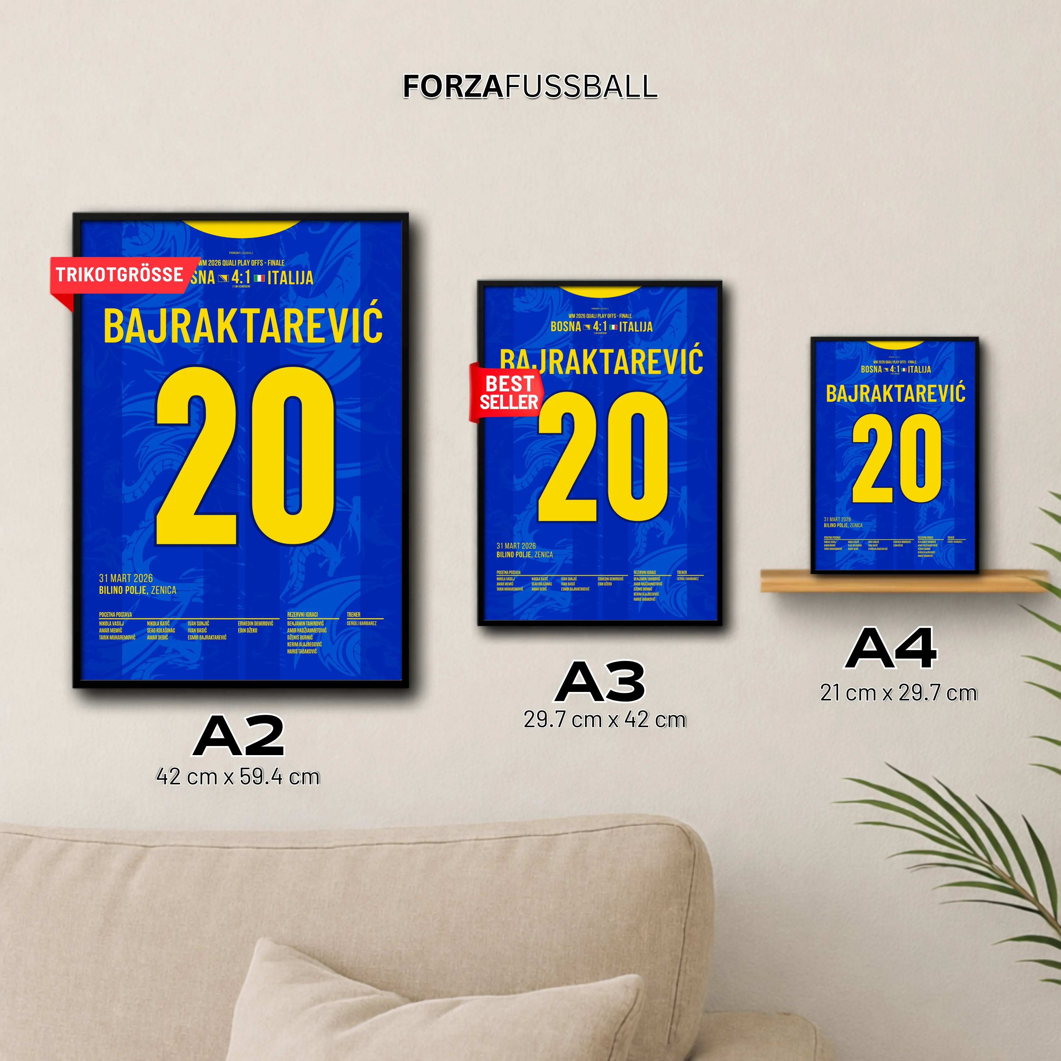 Bajraktarevic verwandelt den letzten 11m zur WM Teilnahme vs Italien Fußball Poster mit Rahmen