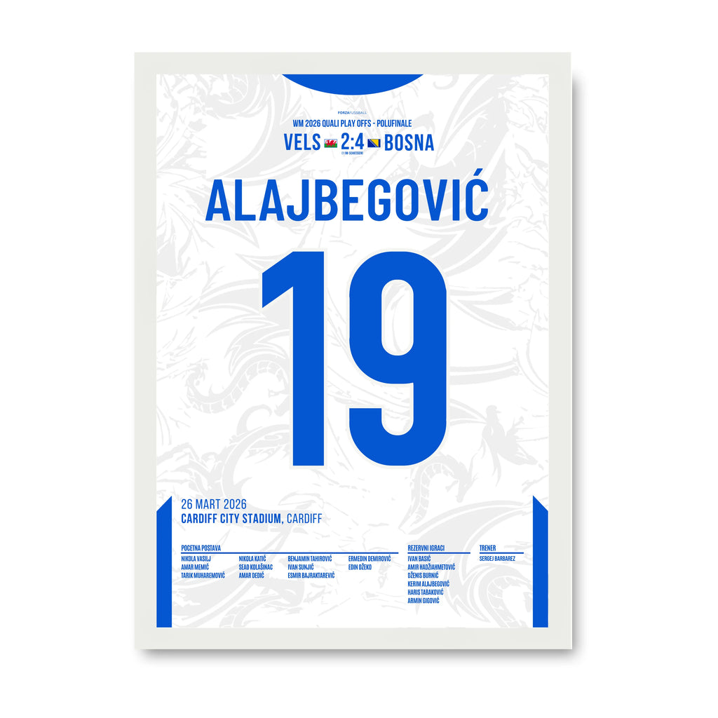 Alajbegovic X Bajraktarevic WM 2026 Quali - 1+1 Set Fußball Poster mit Rahmen