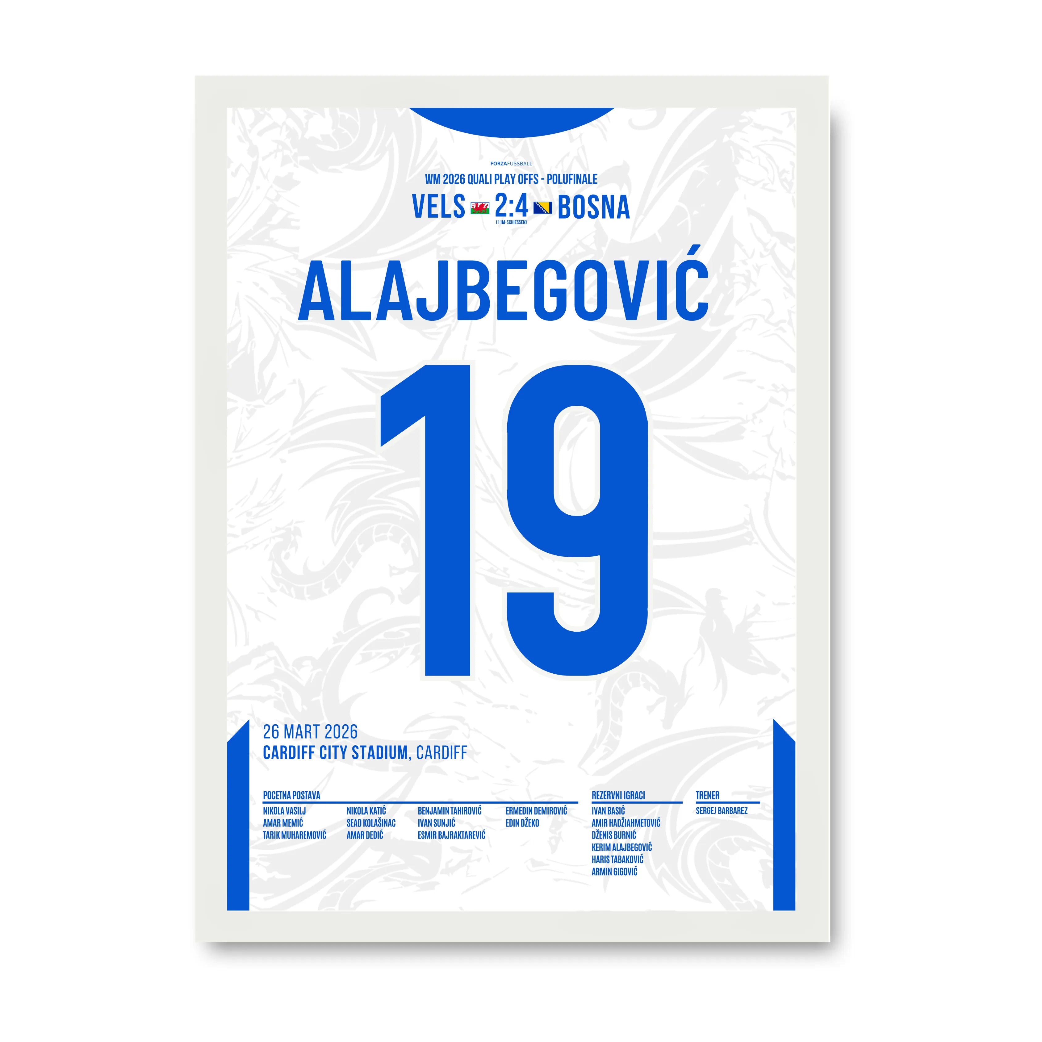 Alajbegovic X Bajraktarevic WM 2026 Quali - 1+1 Set Fußball Poster mit Rahmen