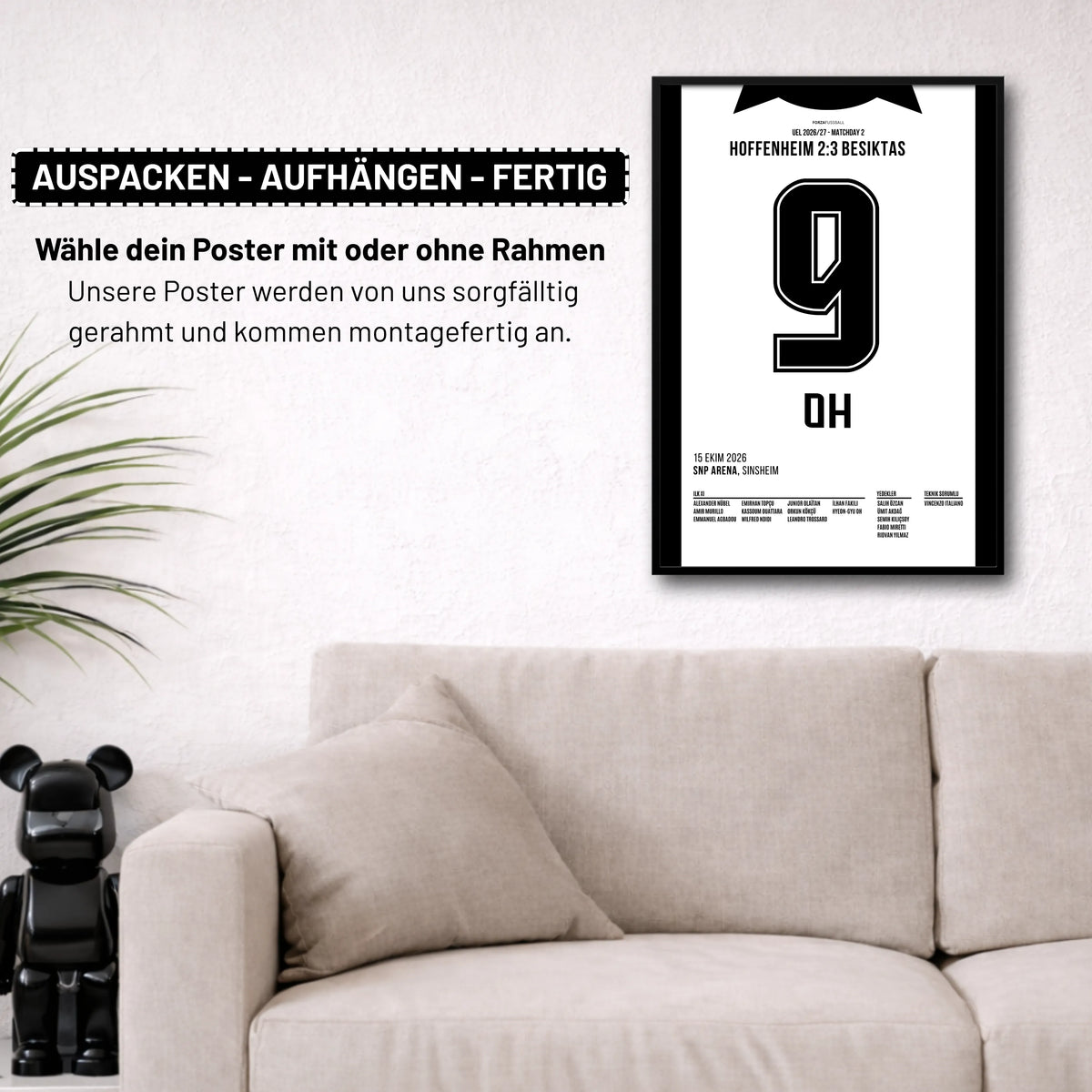 Besiktas nimmt Sinsheim ein Fußball Poster mit Rahmen