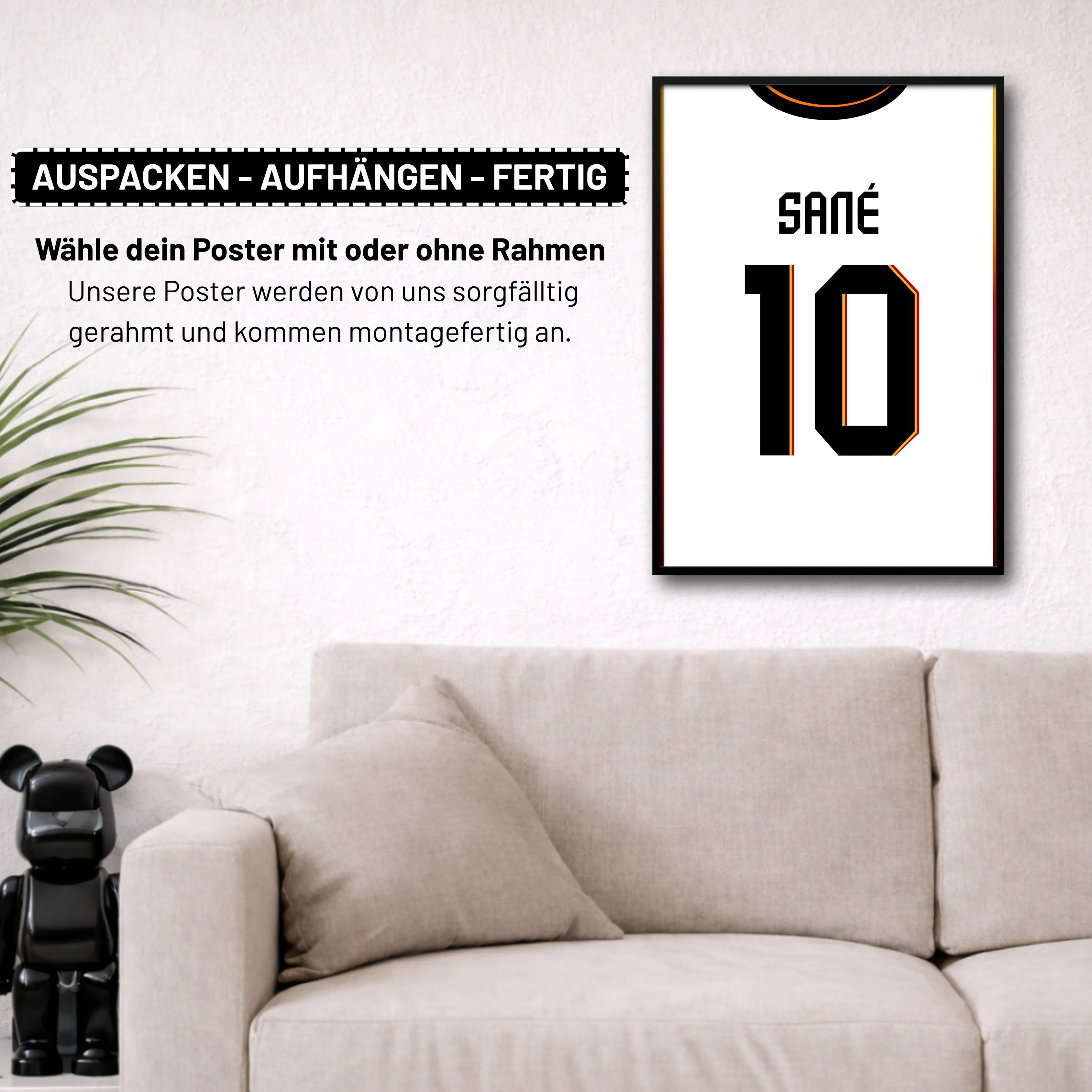 Leao - Osimhen - Sané Bundle Fußball Poster mit Rahmen