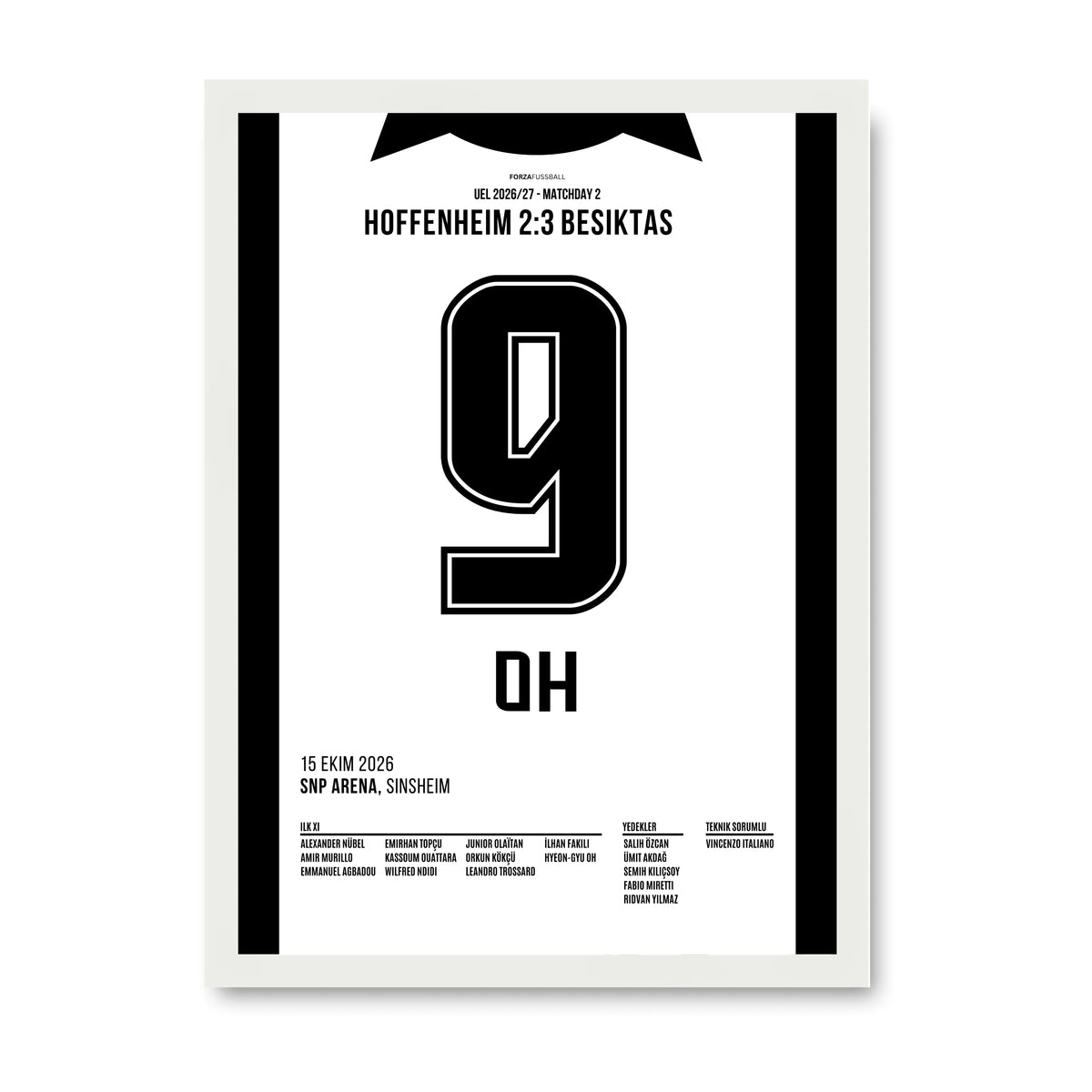 Besiktas nimmt Sinsheim ein Fußball Poster mit Rahmen