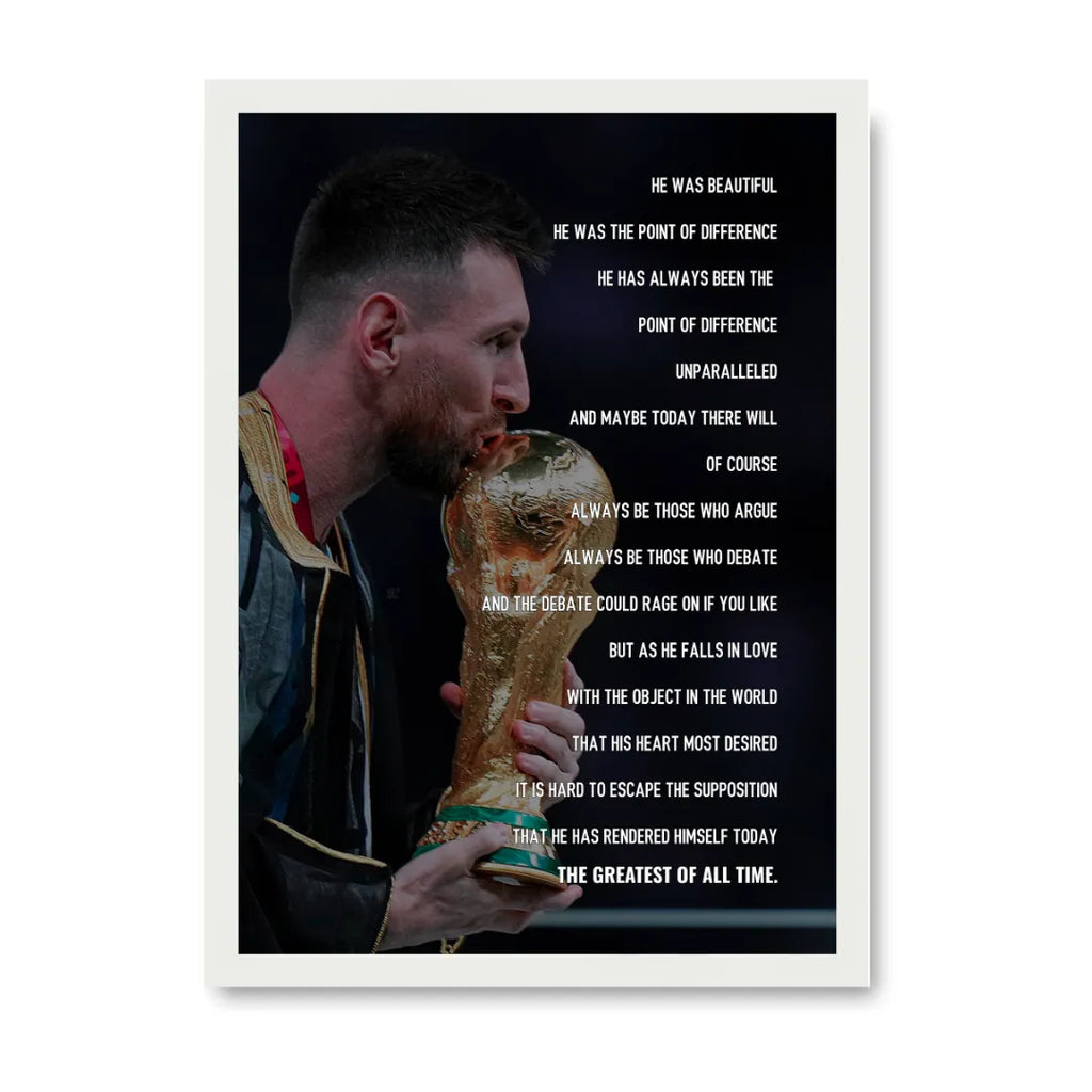 Lionel Messi GOAT 1+1 Set Fußball Poster mit Rahmen