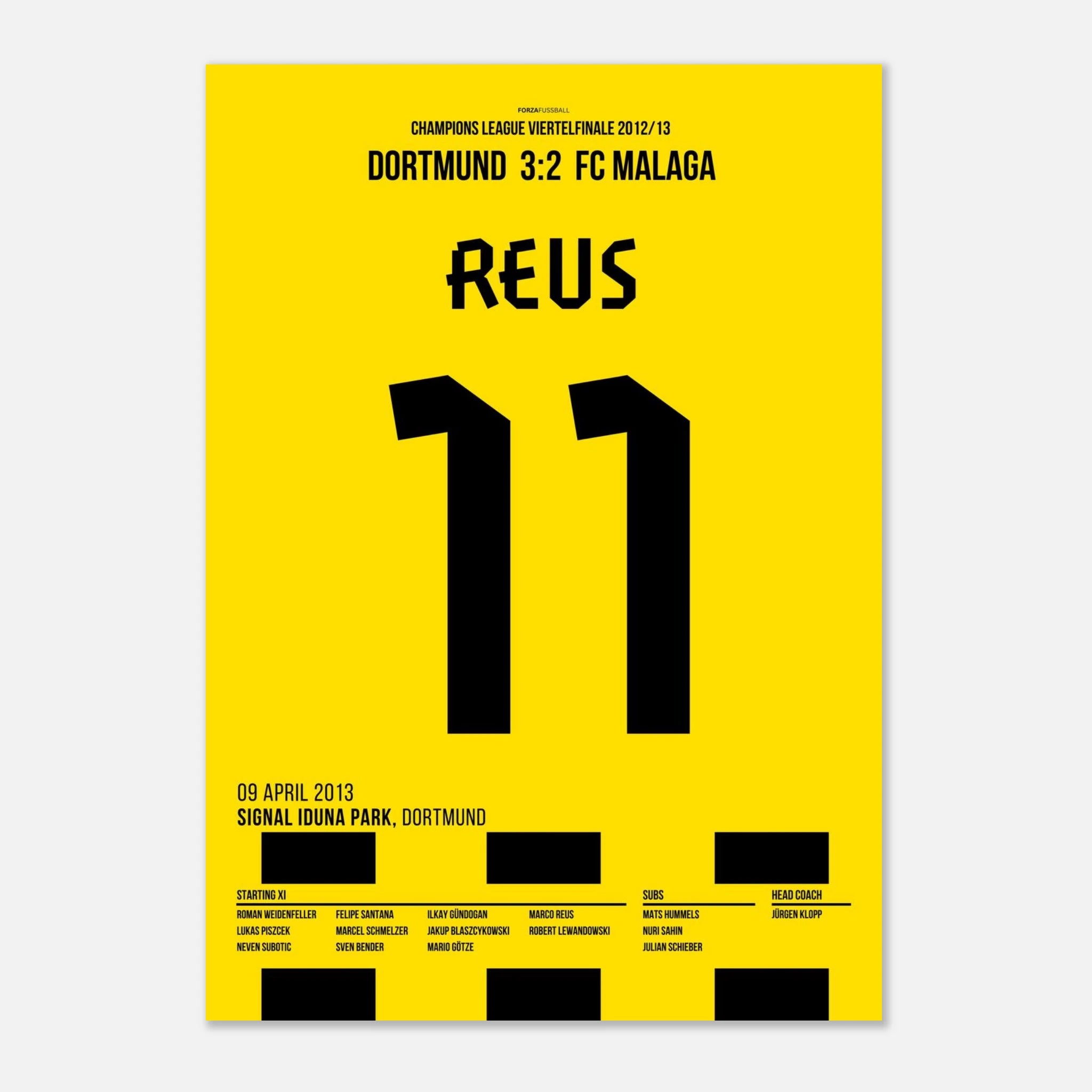 Reus mit dem Spiel seines Lebens gegen Malaga Fußball Poster mit Rahmen