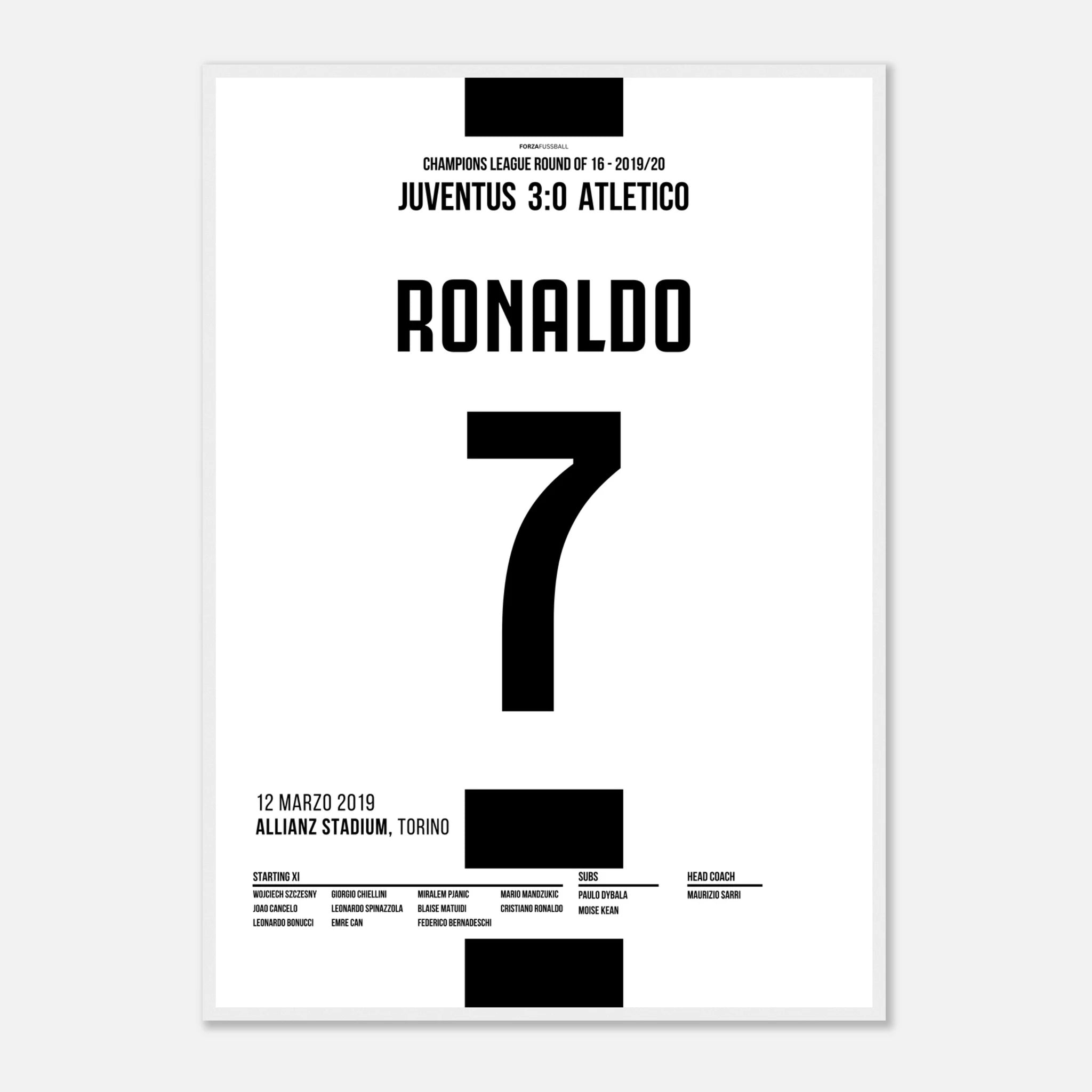 Ronaldo mit Hattrick auf Ansage gegen Atletico Fußball Poster mit Rahmen