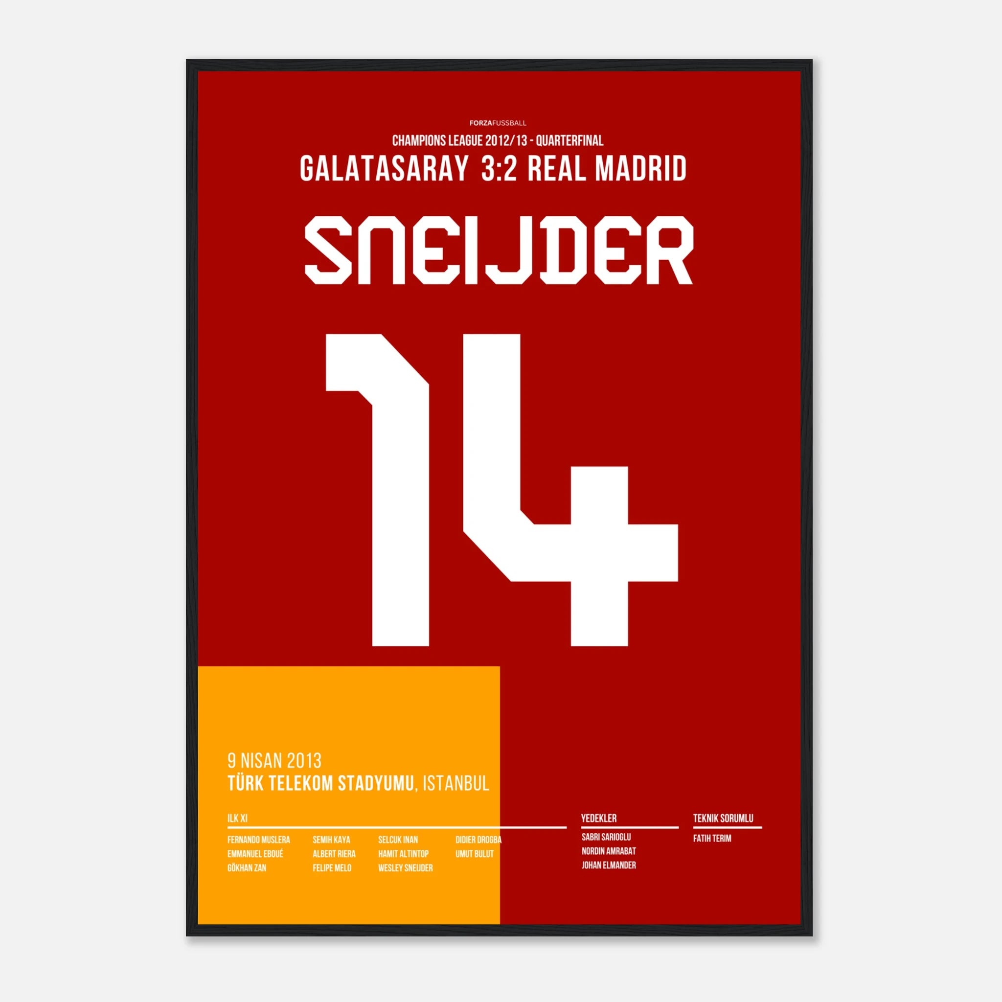 Sneijder dreht das Spiel gegen Real mit Tor und Vorlage Fußball Poster mit Rahmen