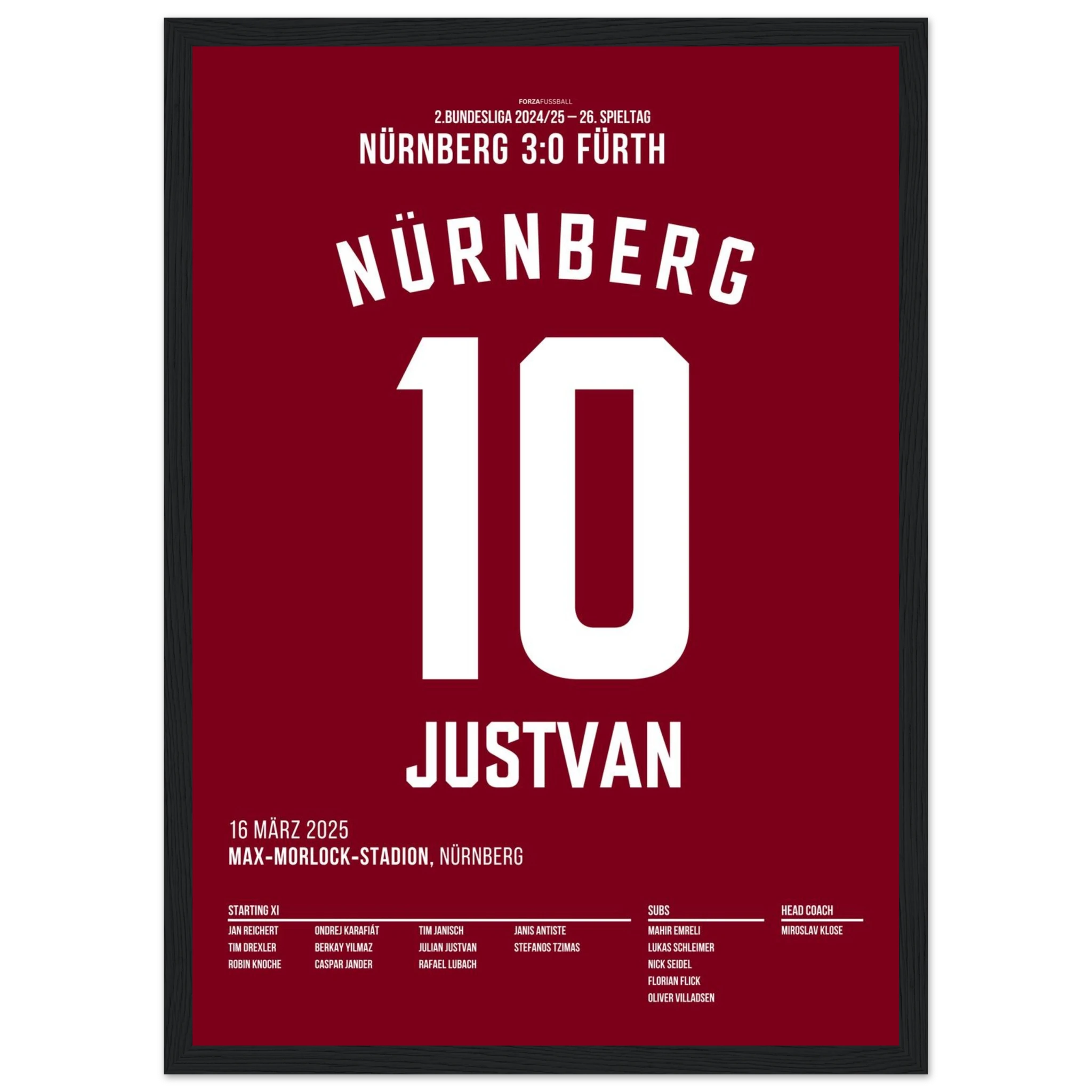 Justvan und der Club demontieren FÜ im Derby Fußball Poster mit Rahmen