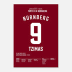 Derbyheld Tzimas – Doppelpack beim 4:0 in Fürth Fußball Poster mit Rahmen