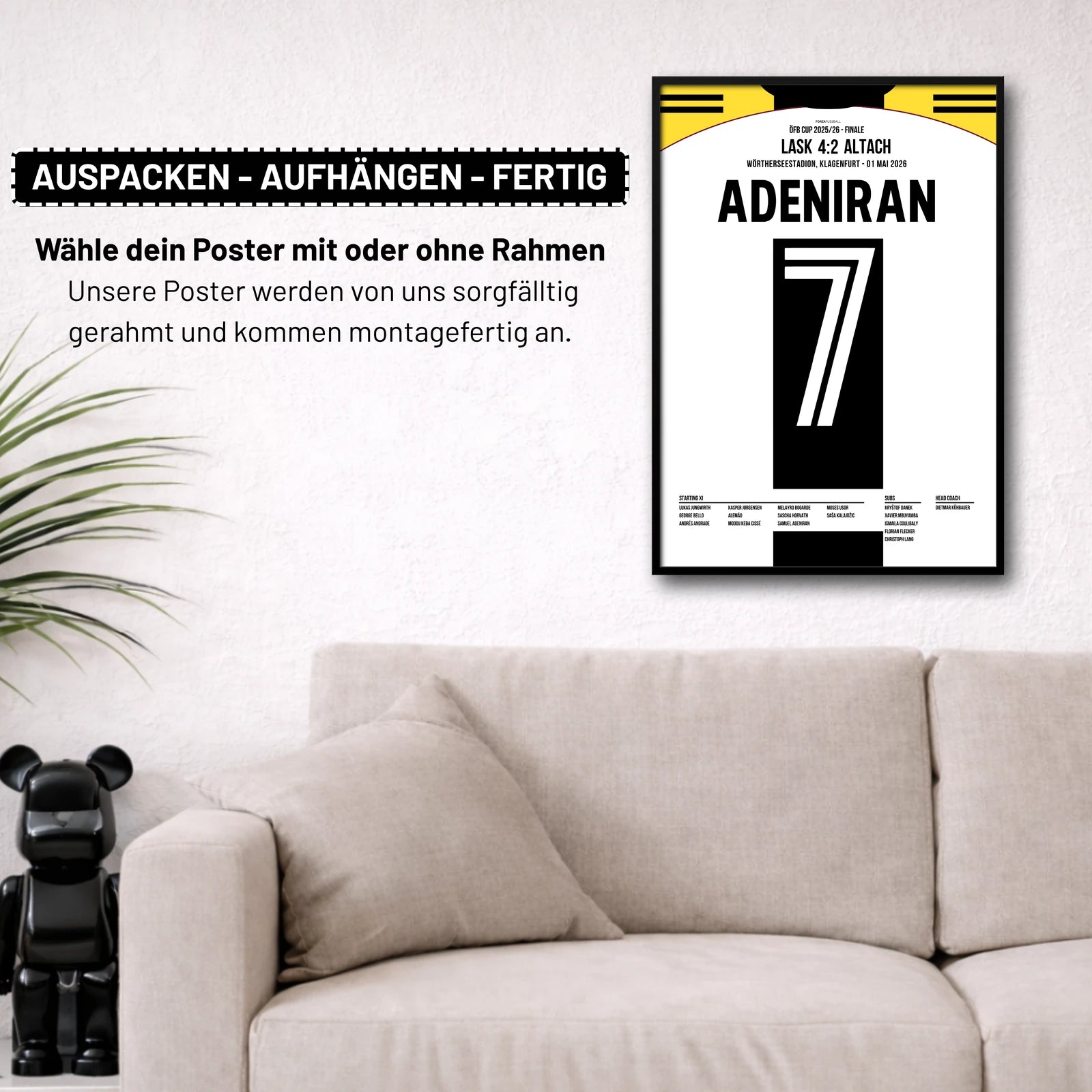 Poster kommt fertig gerahmt und montagefertig an