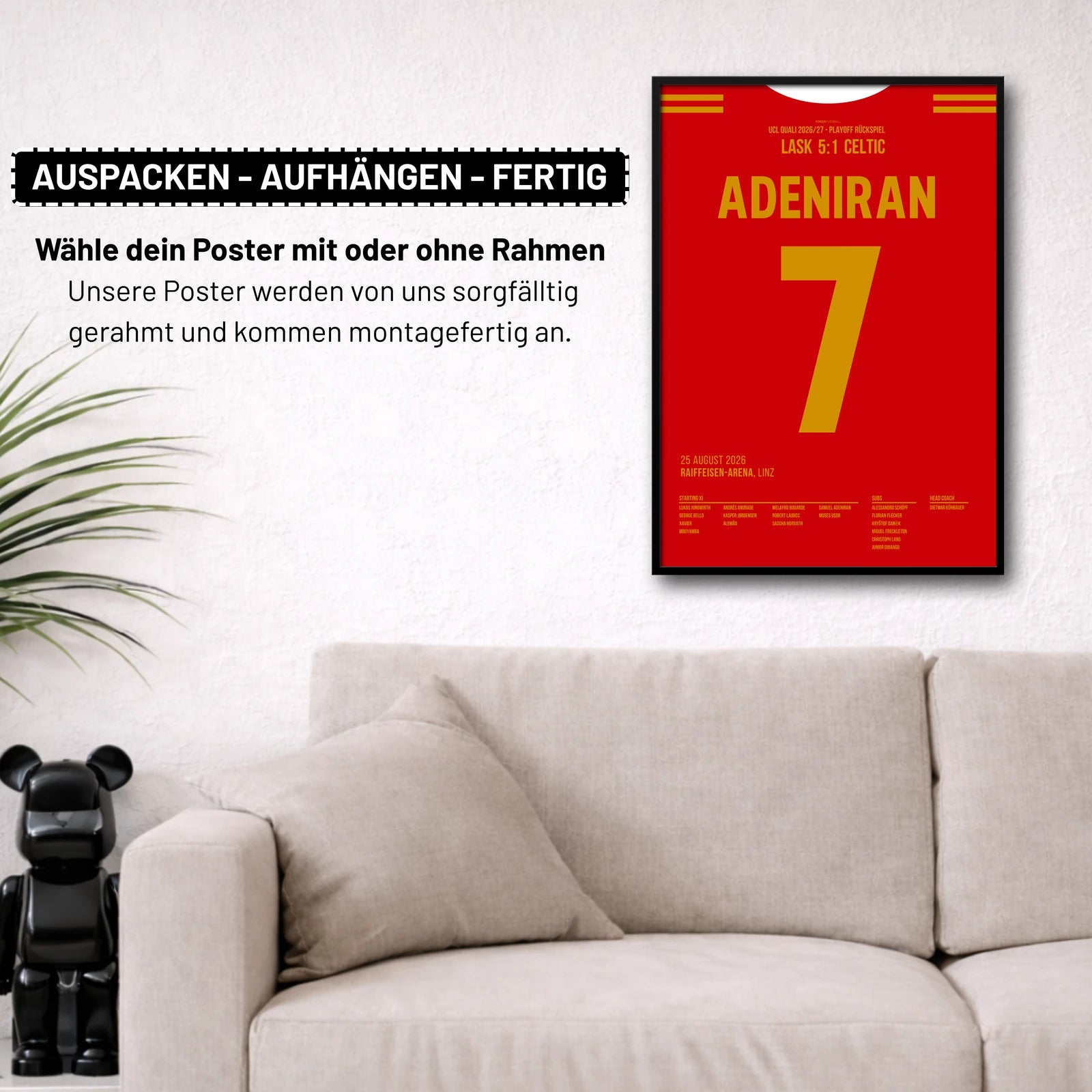 Poster kommt fertig gerahmt und montagefertig an