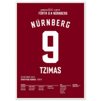 Derbyheld Tzimas – Doppelpack beim 4:0 in Fürth Fußball Poster mit Rahmen