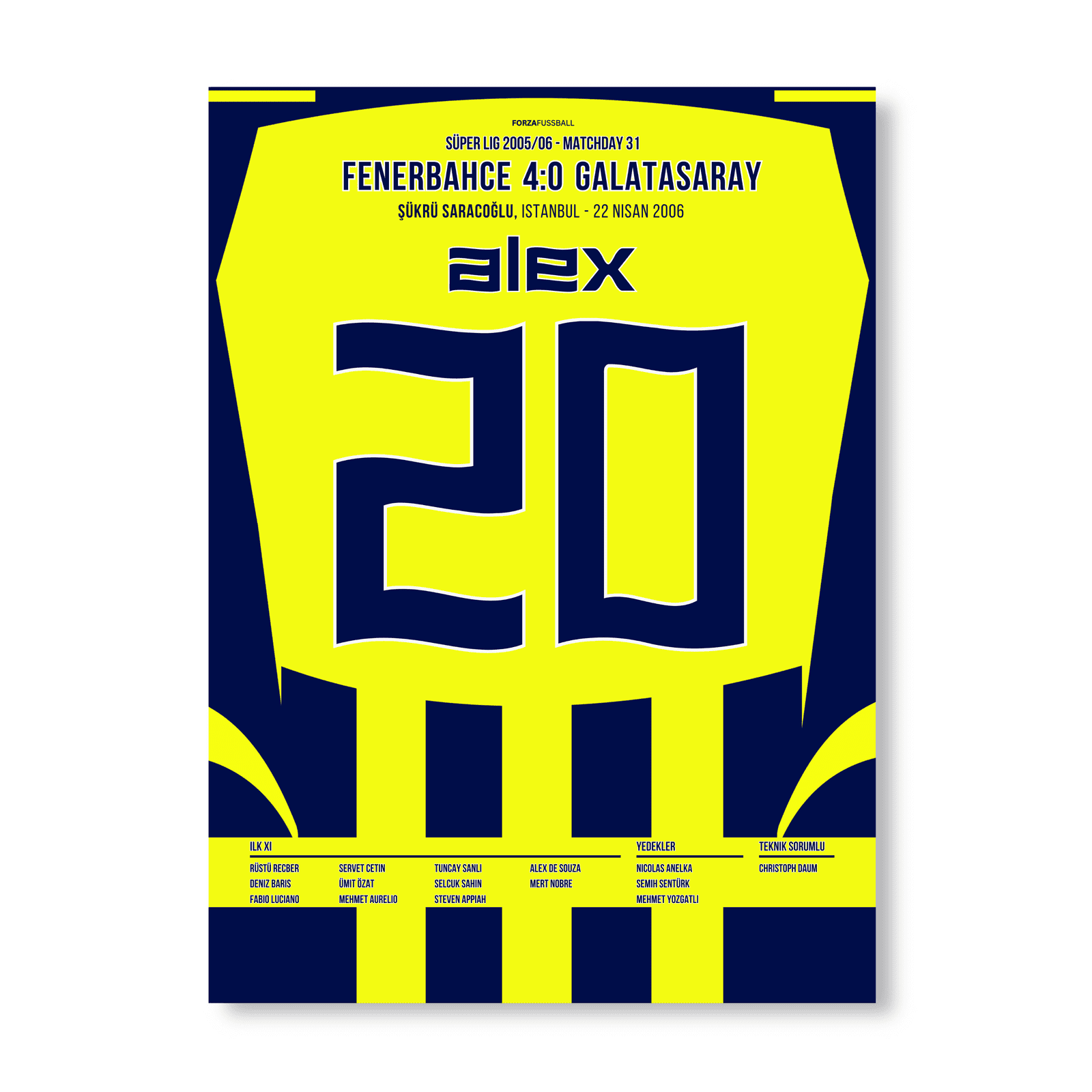 Alex führt Fener zum 4:0 Derbysieg gegen Gala Fußball Poster mit Rahmen