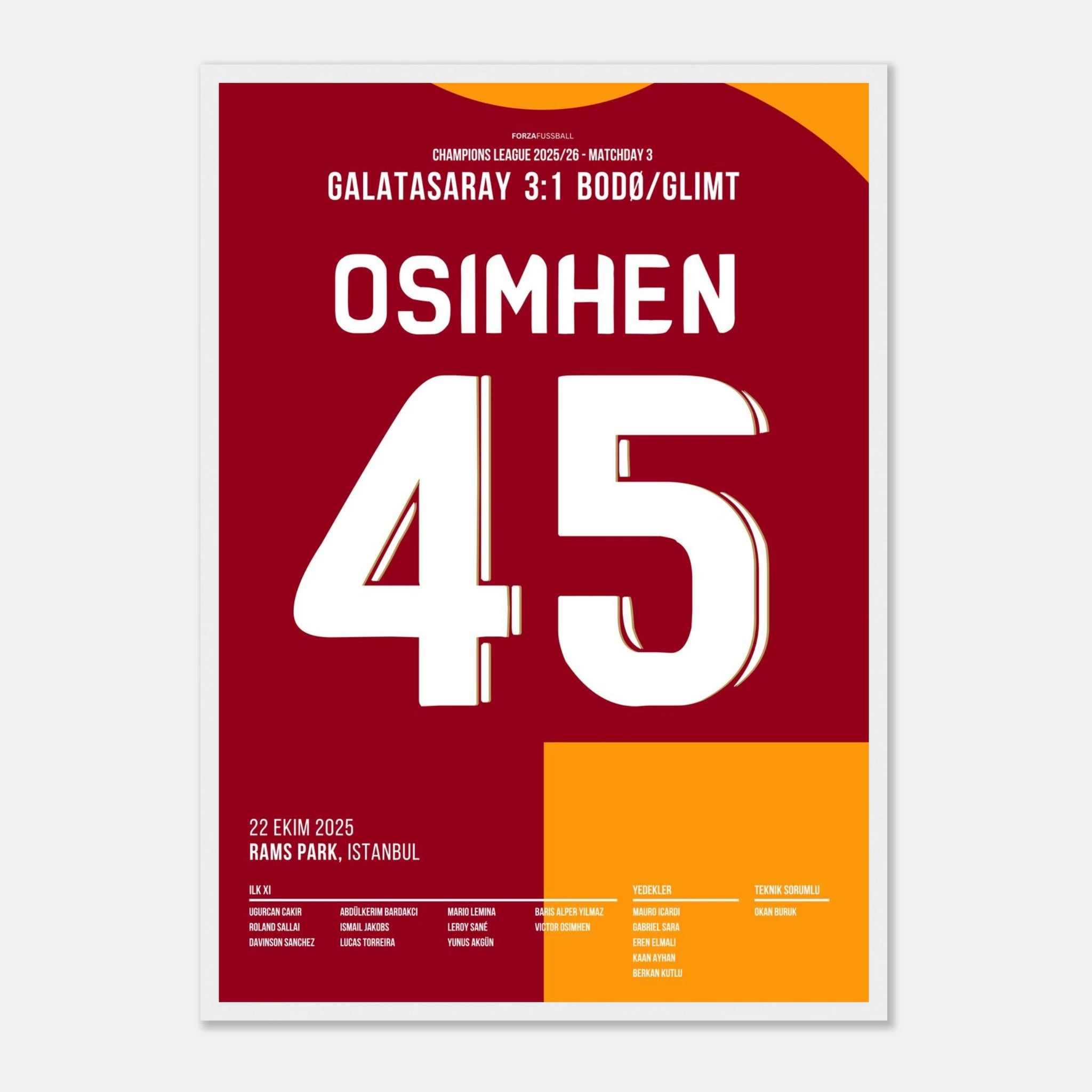Osimhen und Gala pressen Bodø/Glimt auseinander Fußball Poster mit Rahmen