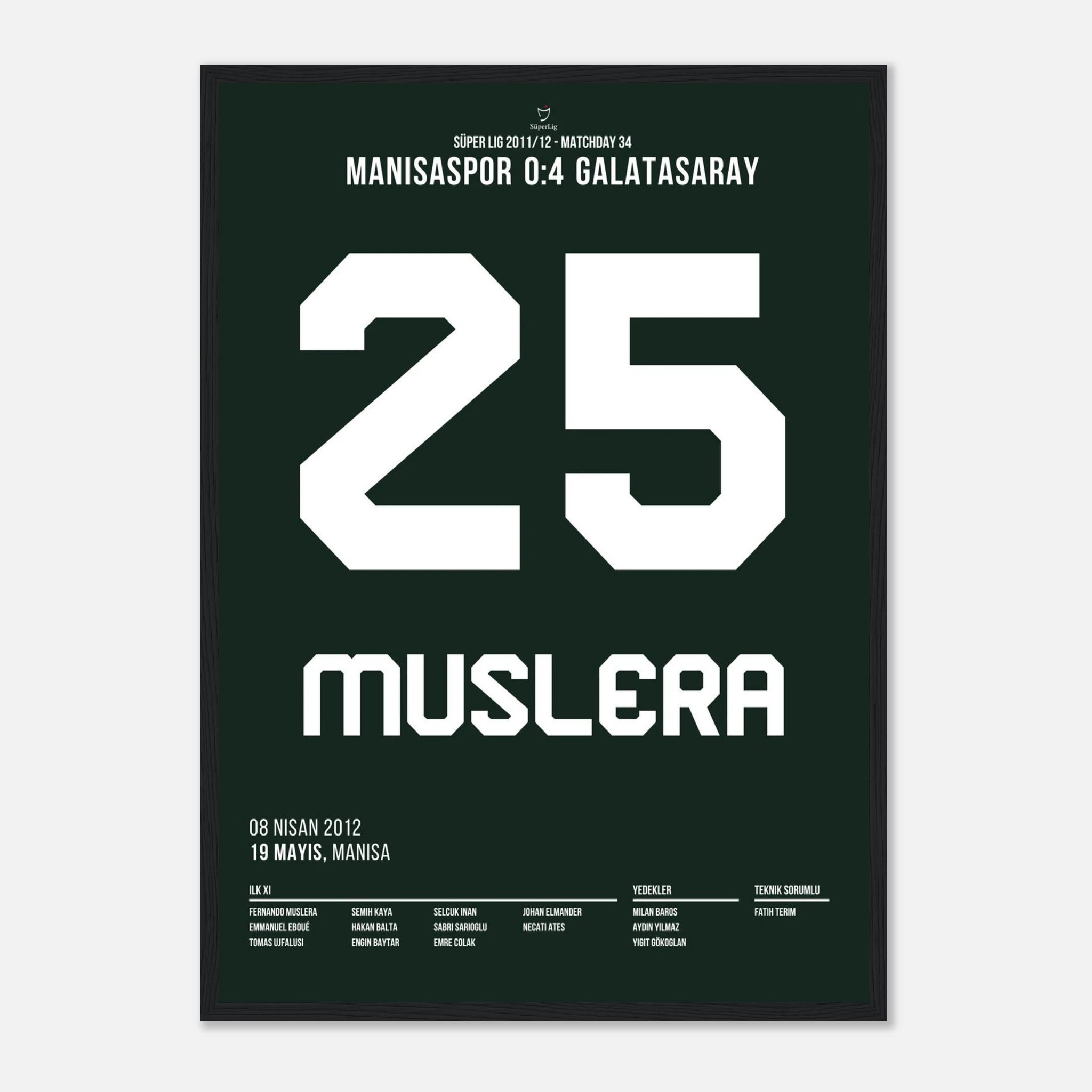 Muslera verwandelt vom Punkt zur Meisterschaft 2012 Fußball Poster mit Rahmen